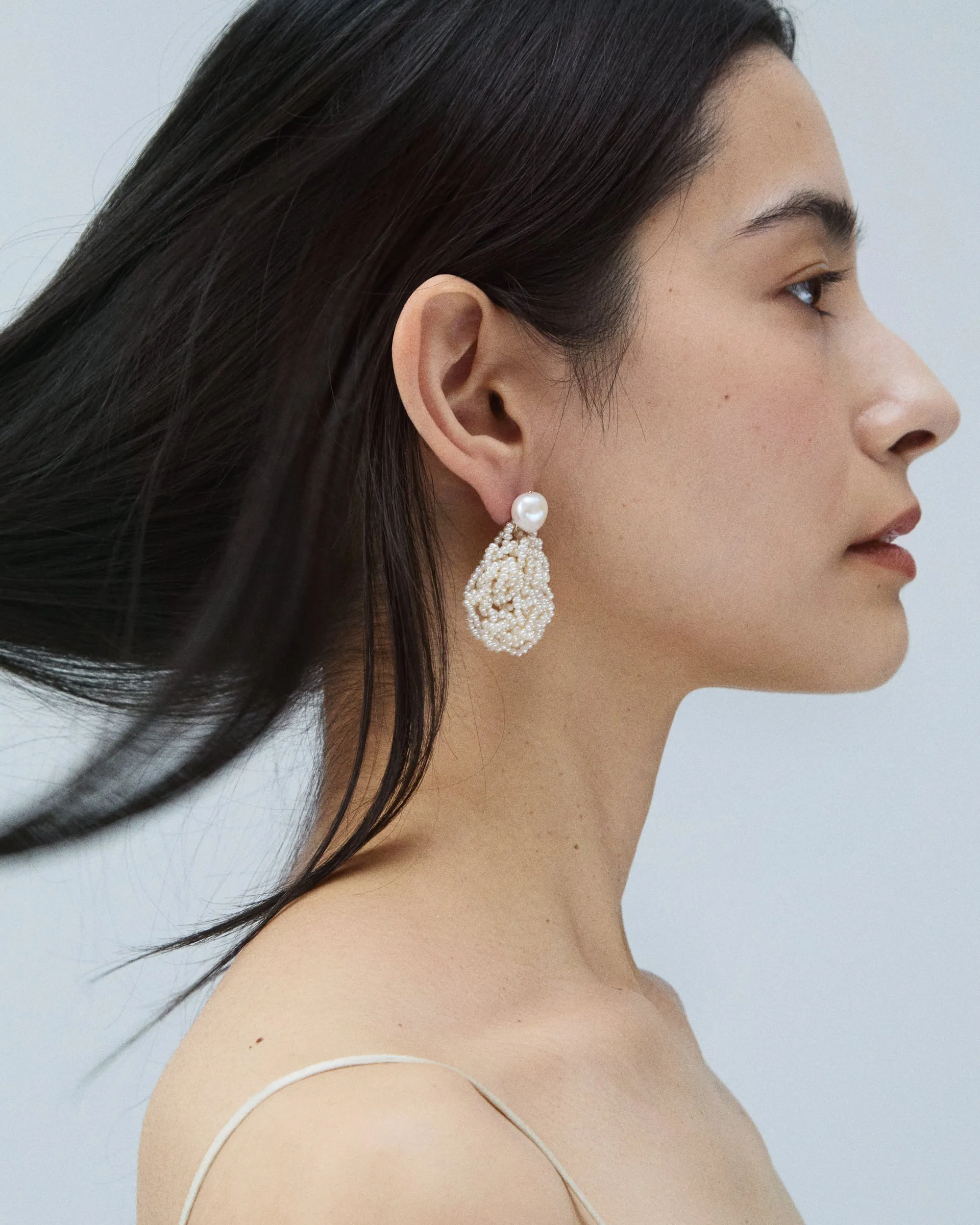 Small Crocheted Pearl Earrings sold by WWAKE product image thumbnail 3