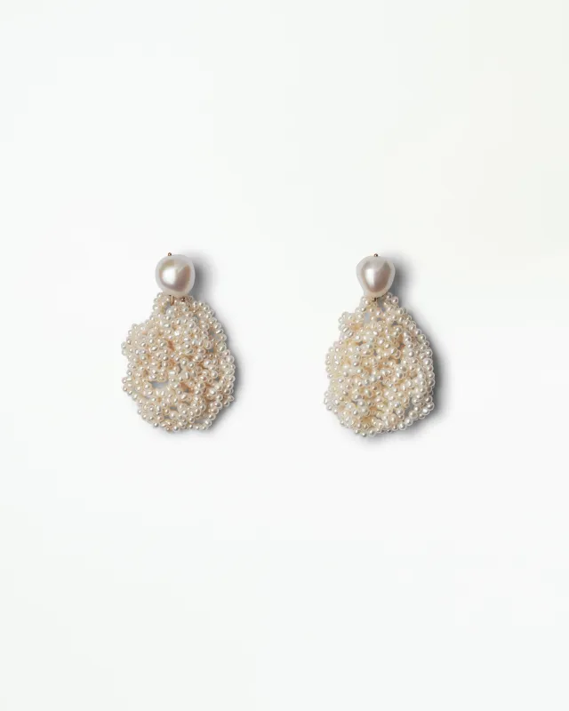 Small Crocheted Pearl Earrings - Pair made by WWAKE