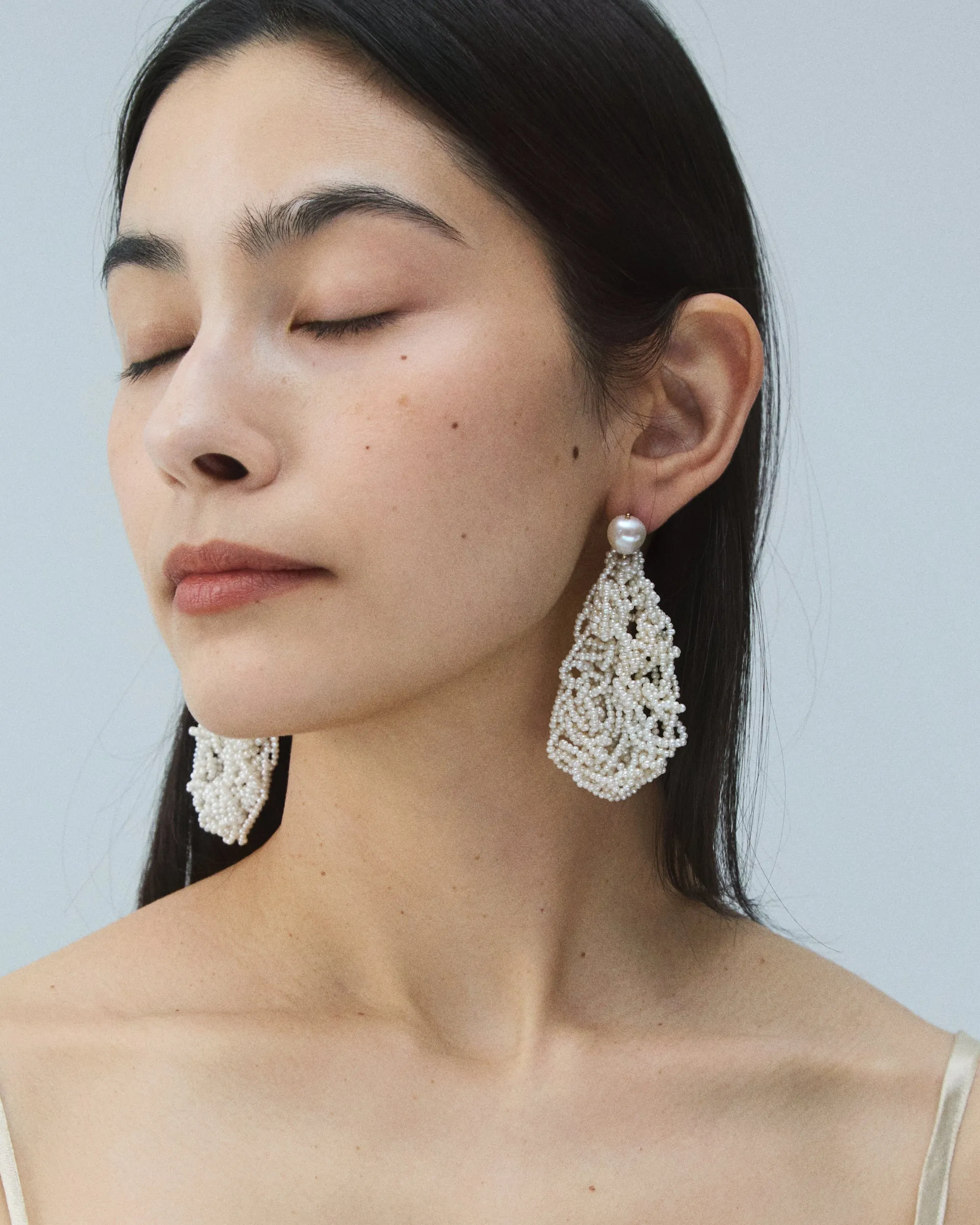 Large Crocheted Pearl Earrings - Pair sold by WWAKE product image thumbnail 2