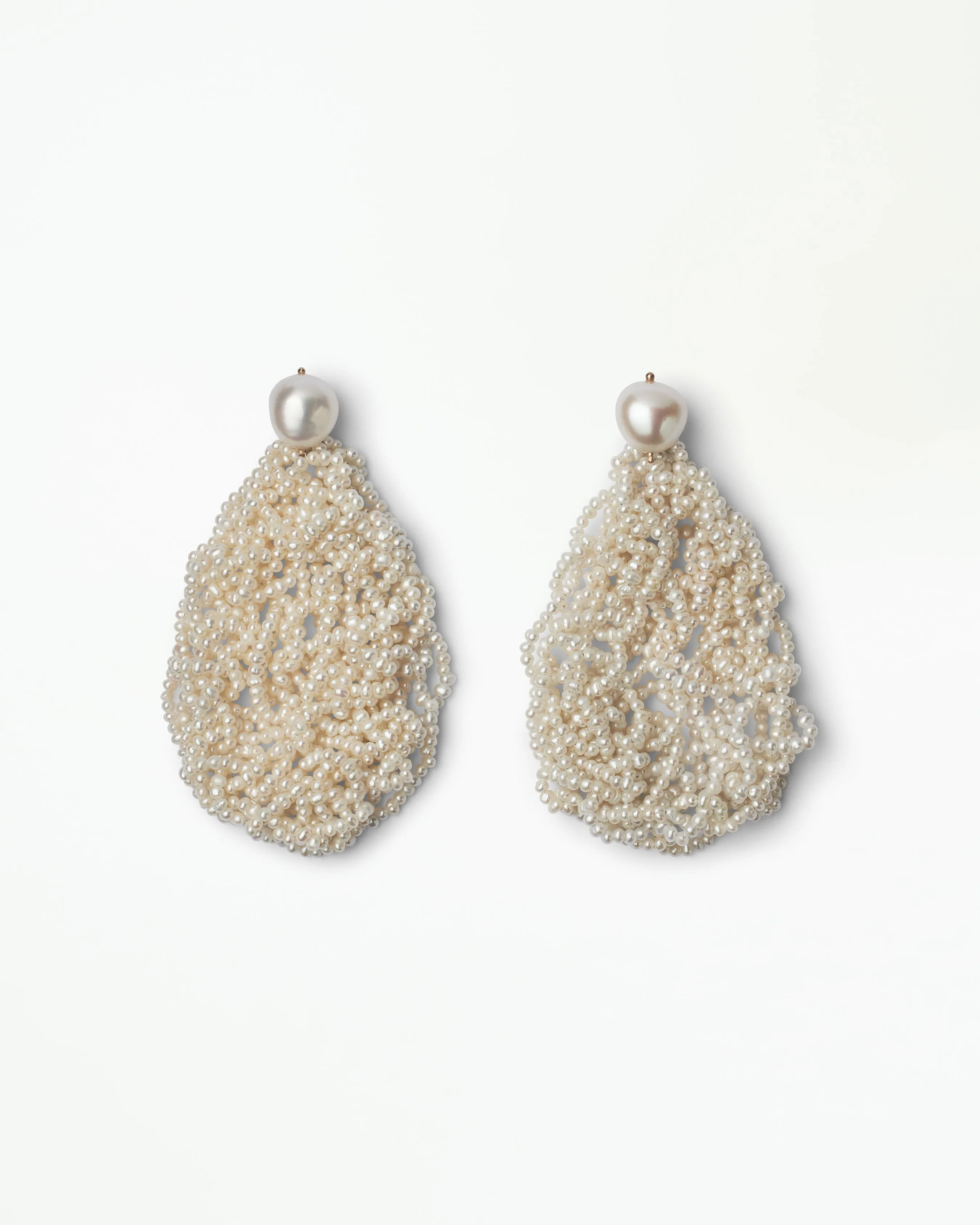 Large Crocheted Pearl Earrings - Pair sold by WWAKE