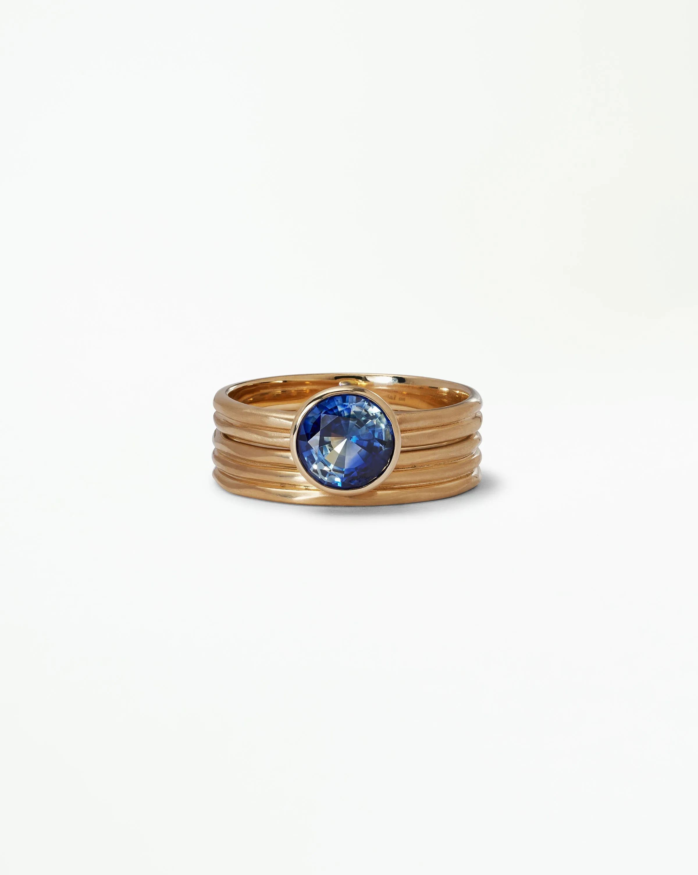 One of a Kind Round Cut Sapphire Ridge Ring Set No. 10 sold by WWAKE