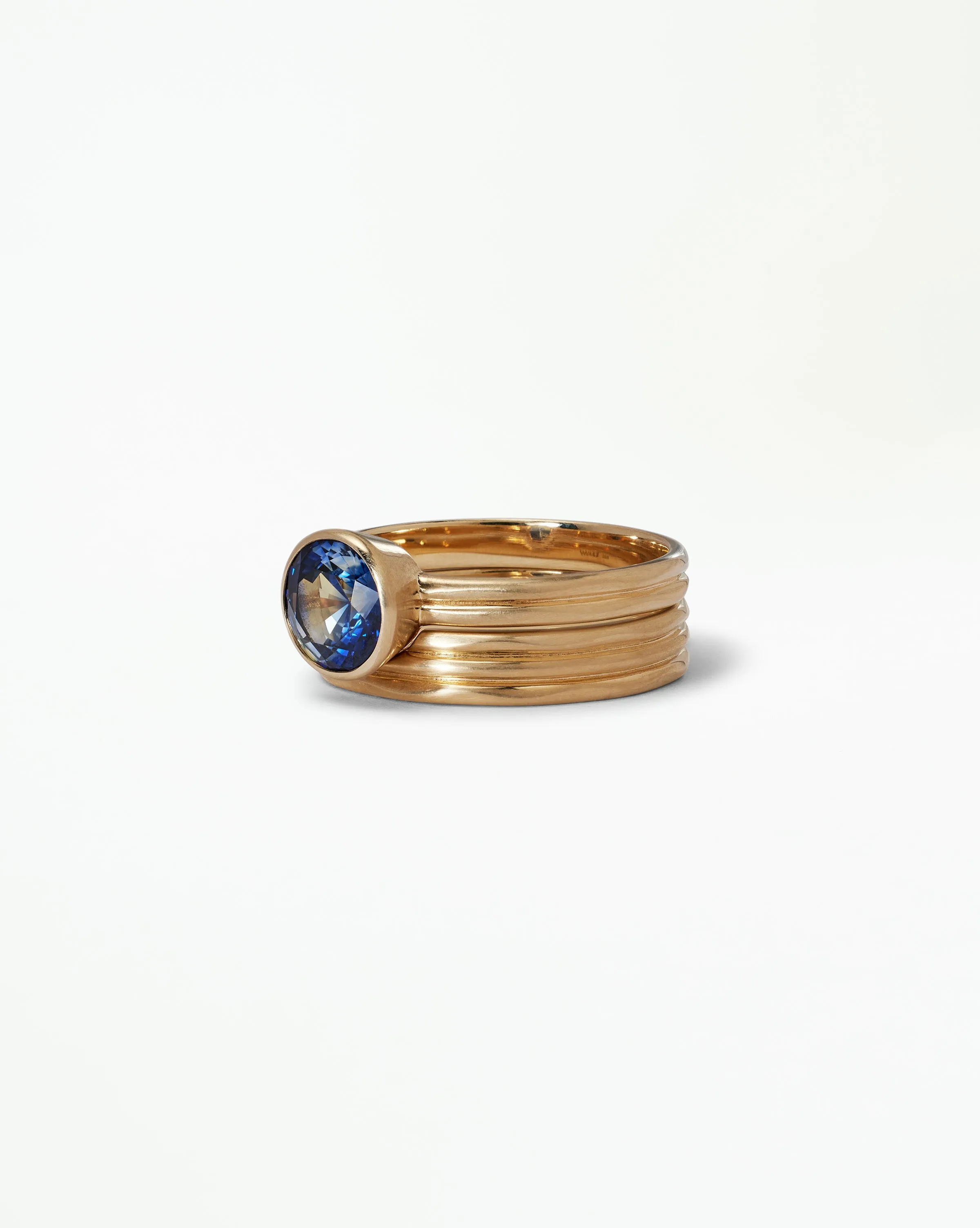 One of a Kind Round Cut Sapphire Ridge Ring Set No. 10 sold by WWAKE product image thumbnail 4