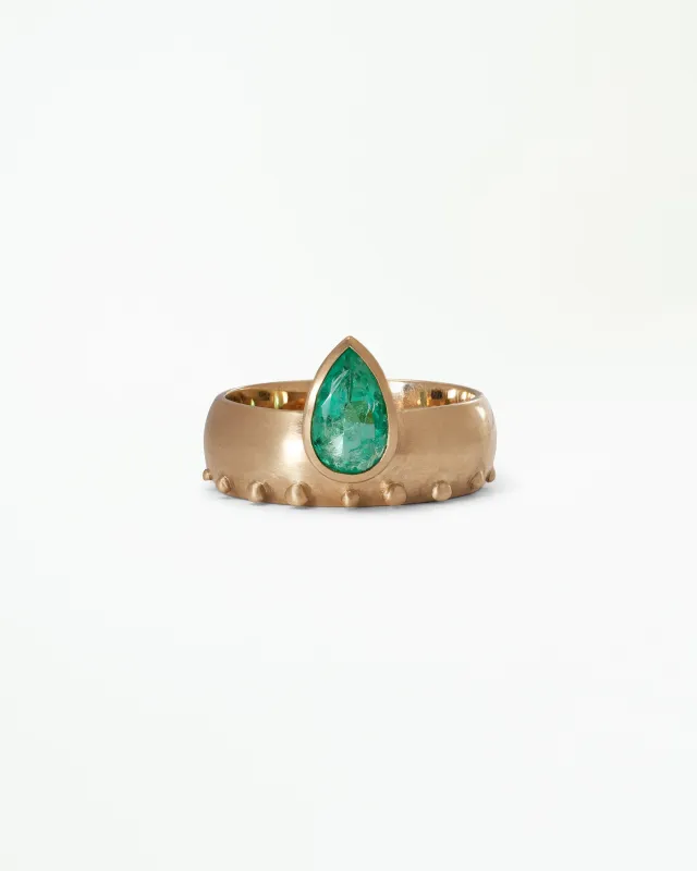 Pear Cut Emerald Dome Monolith Ring No. 8 made by WWAKE