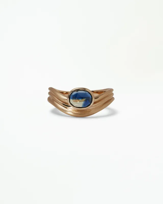 One of a Kind Oval Rose Cut Sapphire Coast Ring No. 4 made by WWAKE