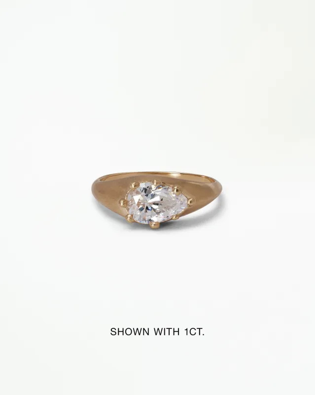 Pear Cut Diamond Signet Ring made by WWAKE