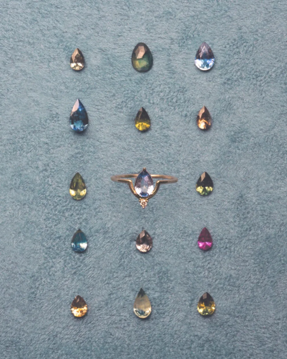 Pear Cut Sapphire Nestled Ring sold by WWAKE product image thumbnail 4