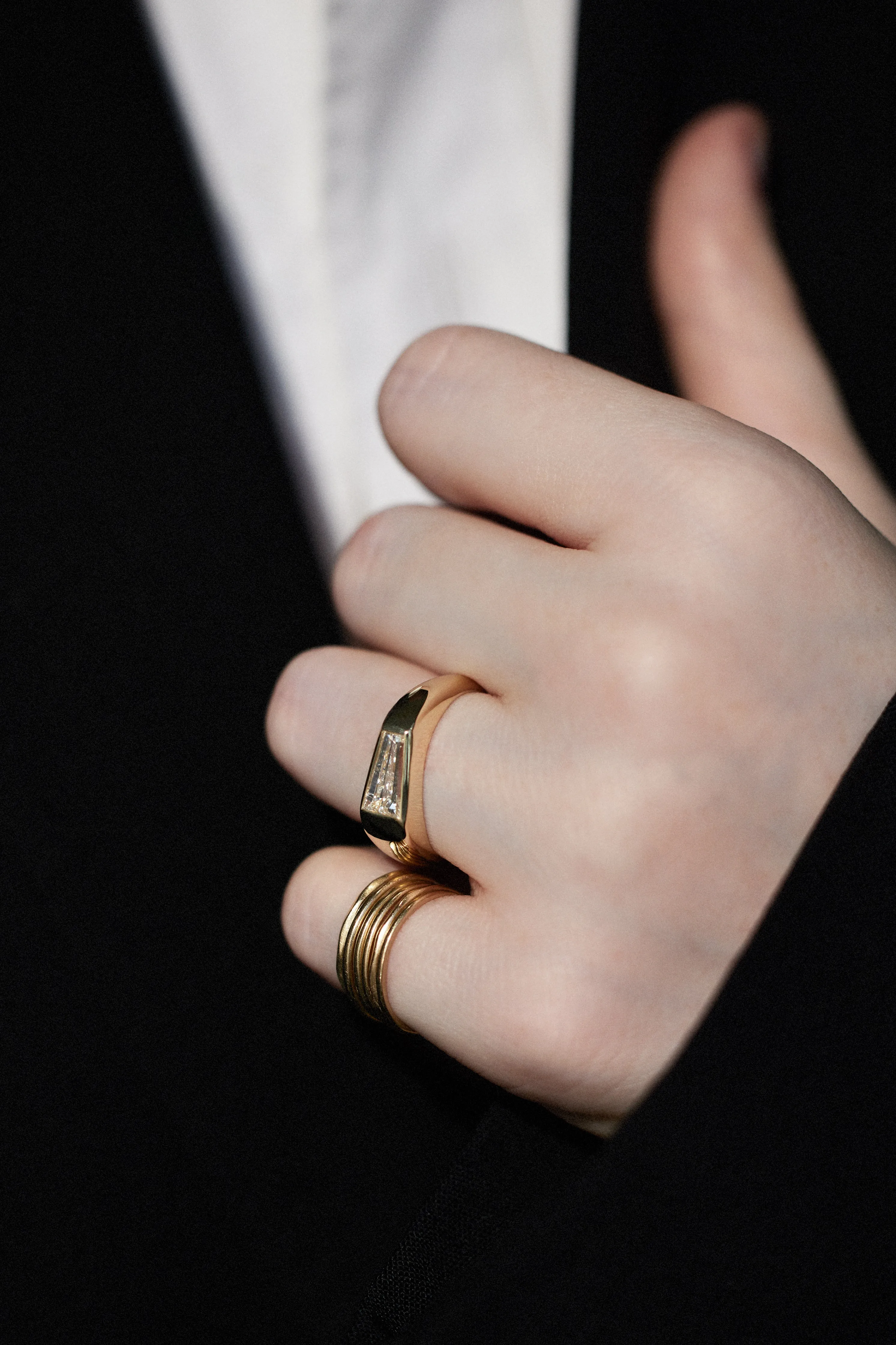 One of a Kind Tapered Baguette Cut Soft Signet Ring No. 65 sold by WWAKE product image thumbnail 2