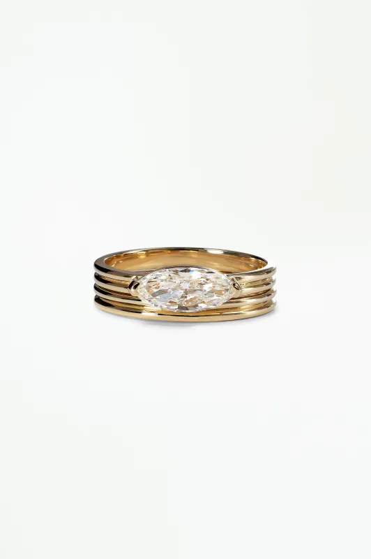 One of a Kind Marquise Cut Ridge Ring Set No. 2 made by WWAKE