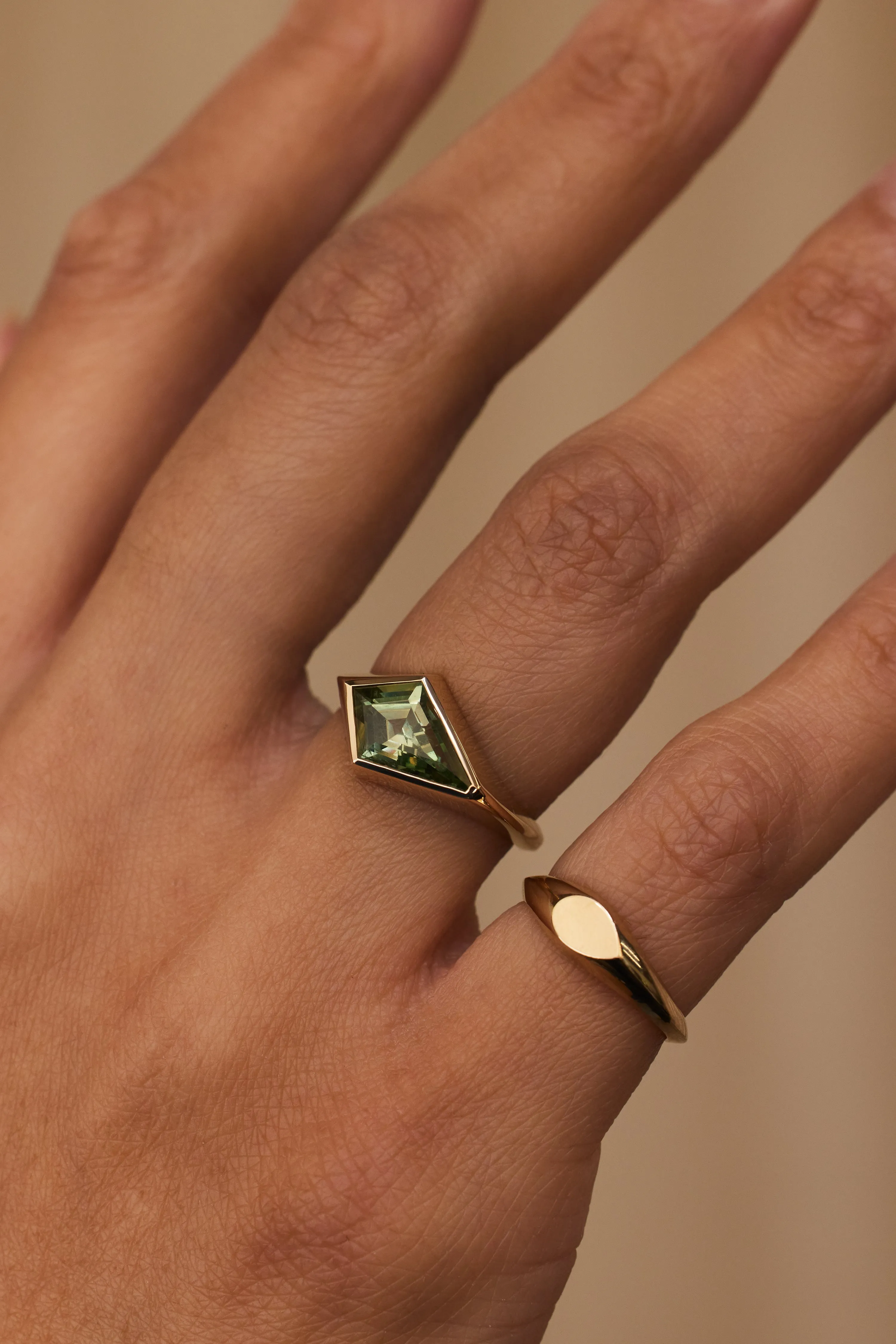 One of a Kind Kite Cut Sapphire Signet Ring No. 32 sold by WWAKE product image thumbnail 2