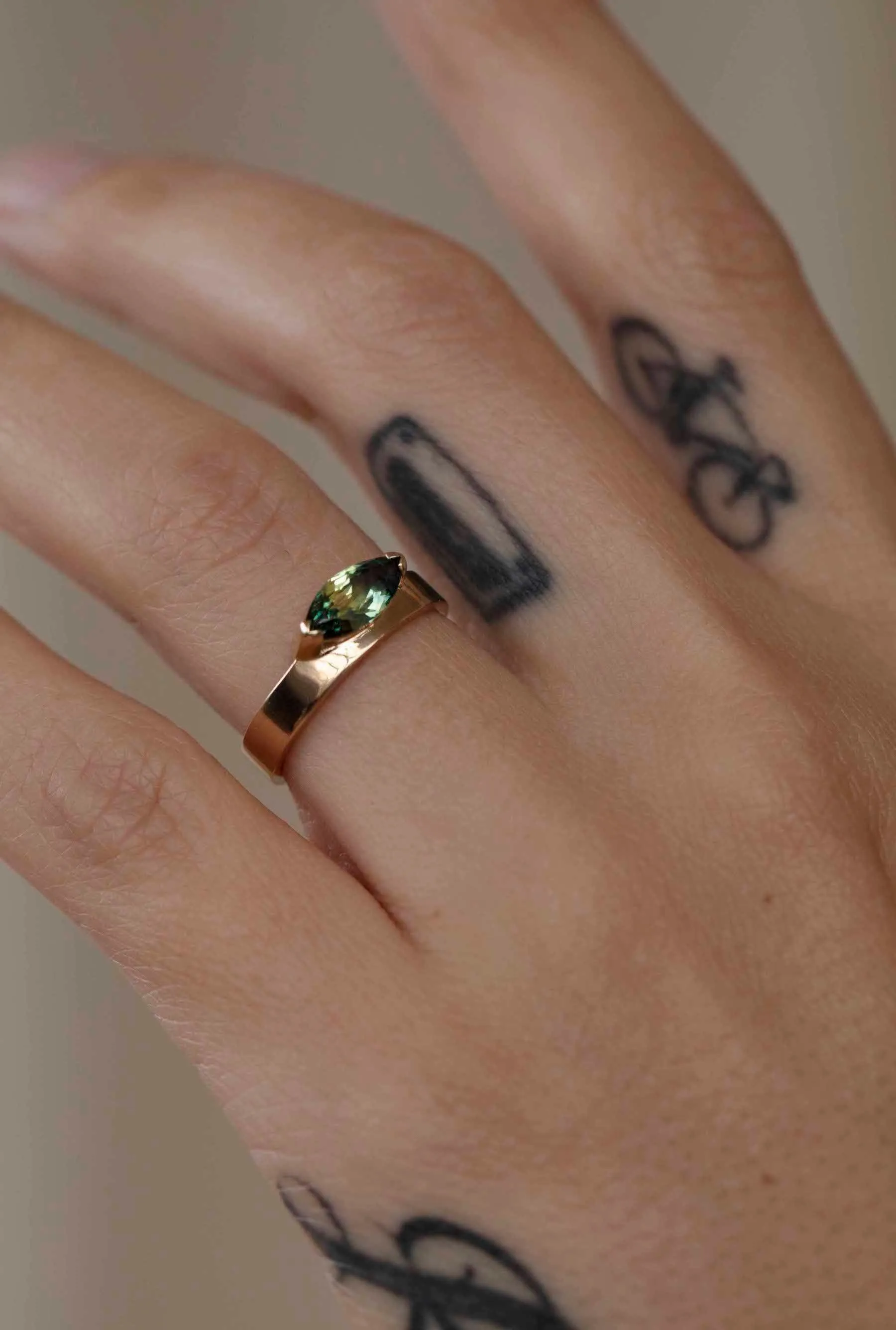 One of a Kind Marquise Sapphire Monolith Ring sold by WWAKE