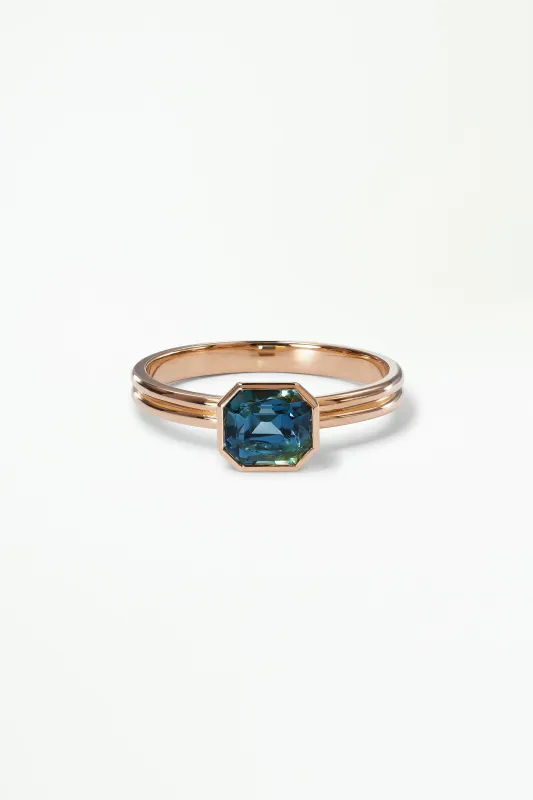 One of a Kind Emerald Cut Sapphire Solitaire Ring No. 6 made by WWAKE