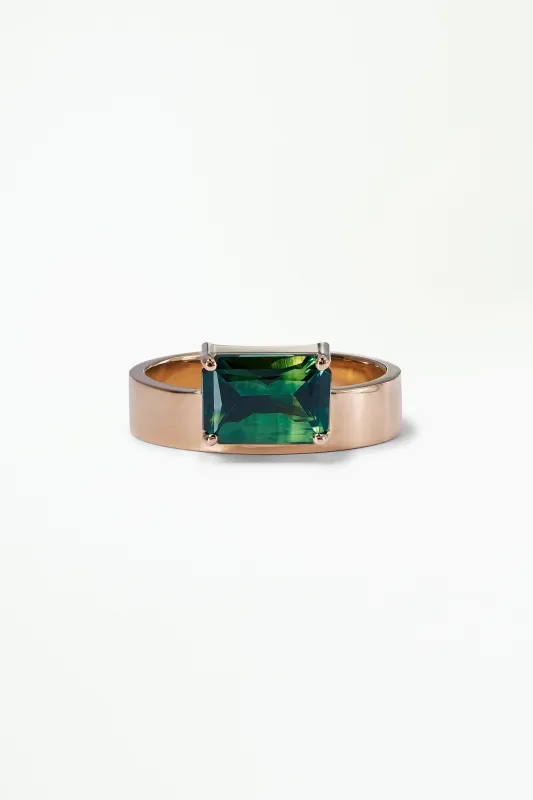 One of a Kind Emerald Cut Sapphire Monolith Ring No. 43 made by WWAKE