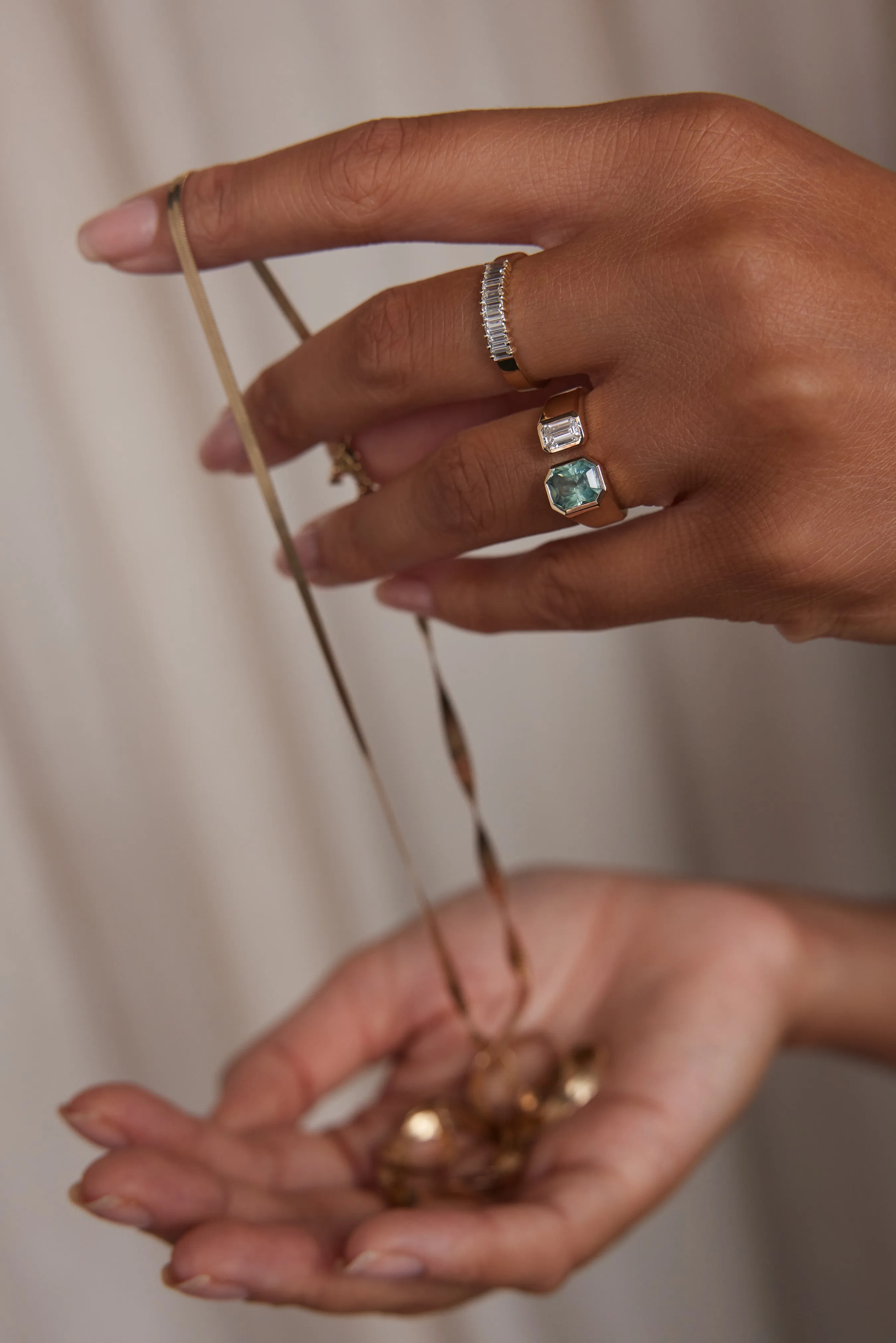 One of a Kind Emerald Cut Sapphire Dyad Signet Ring No. 19 sold by WWAKE product image thumbnail 4