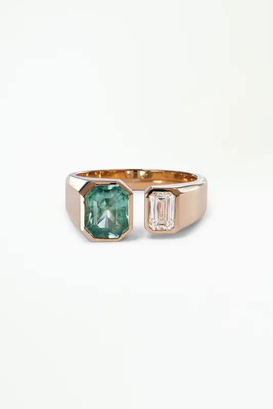 One of a Kind Emerald Cut Sapphire Dyad Signet Ring No. 19 sold by WWAKE