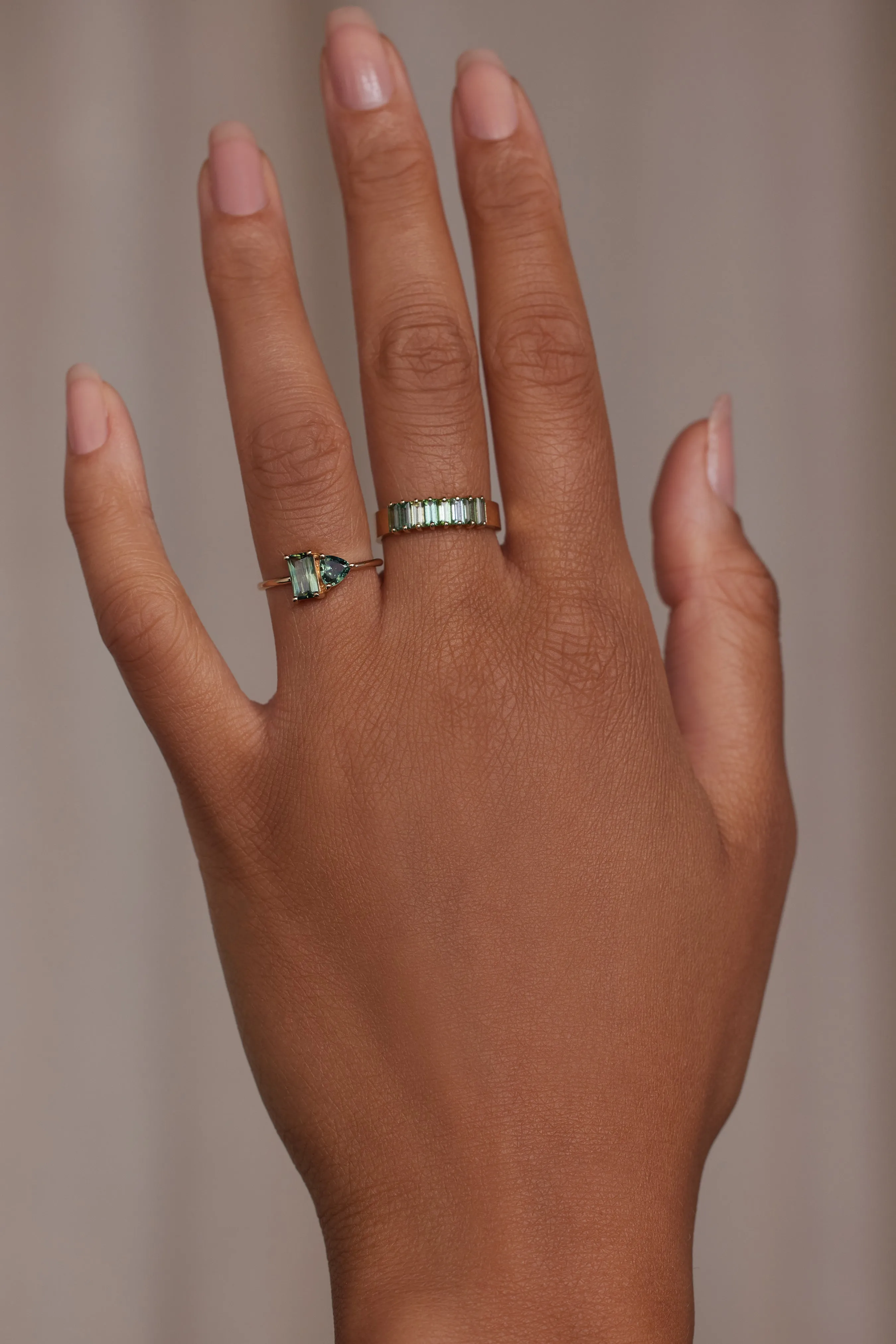 One of a Kind Emerald And Trillion Cut Sapphire Mosaic Ring No. 44 sold by WWAKE product image thumbnail 2