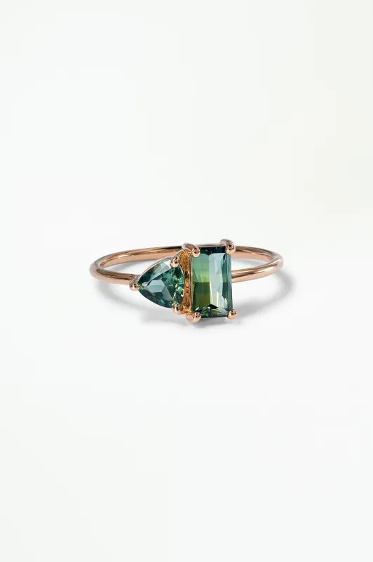 One of a Kind Emerald And Trillion Cut Sapphire Mosaic Ring No. 44 made by WWAKE