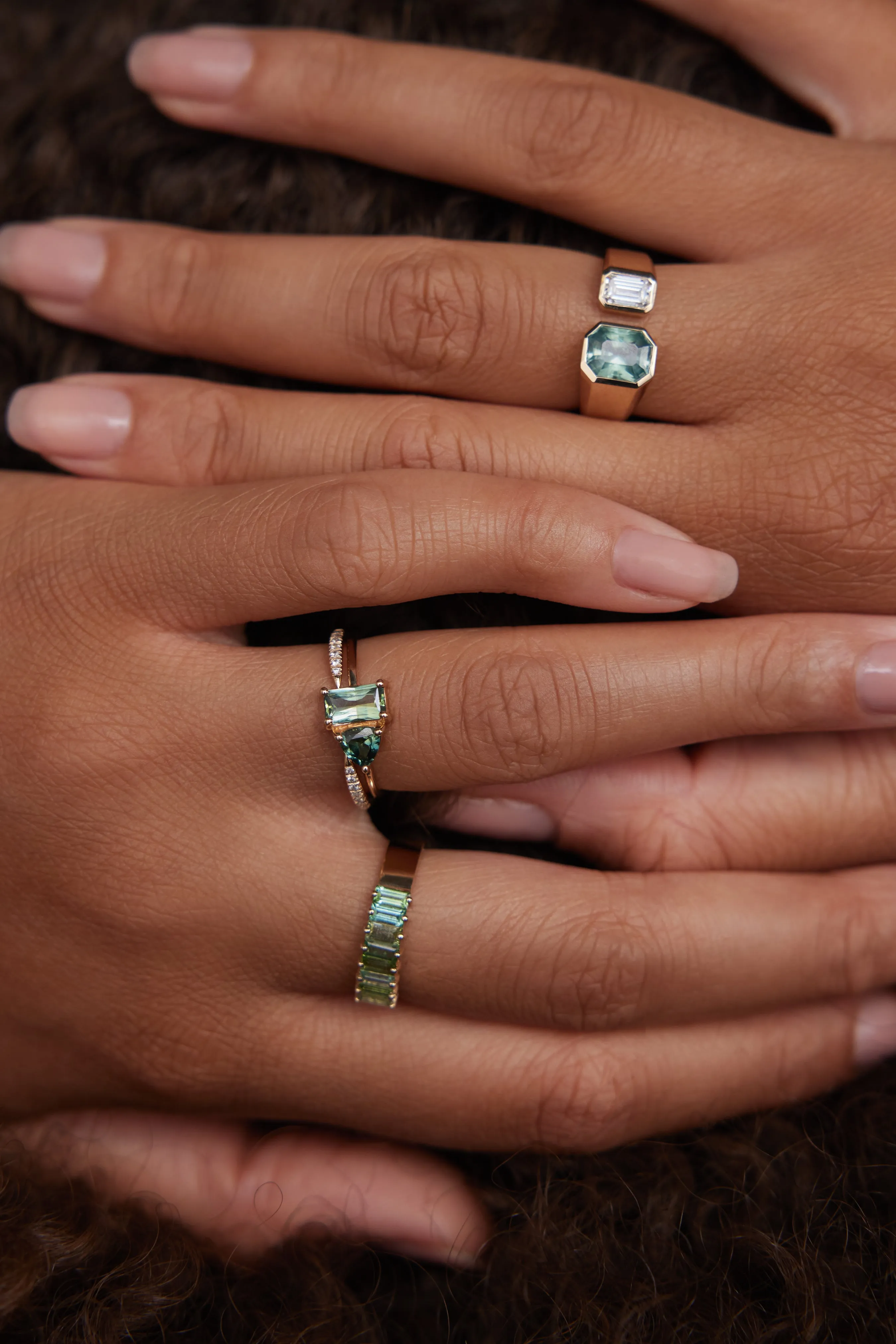 One of a Kind Emerald And Trillion Cut Sapphire Mosaic Ring No. 44 sold by WWAKE product image thumbnail 4