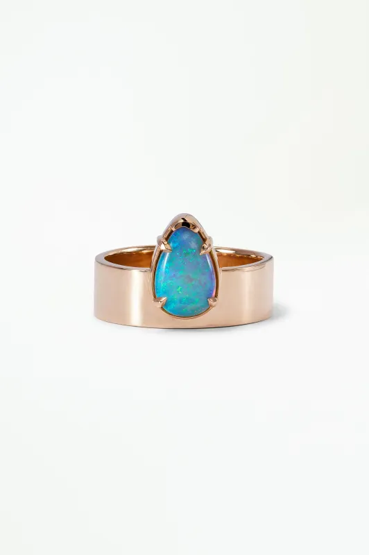 One of a Kind Pear Cabochon Cut Opal Monolith Ring No. 21 made by WWAKE