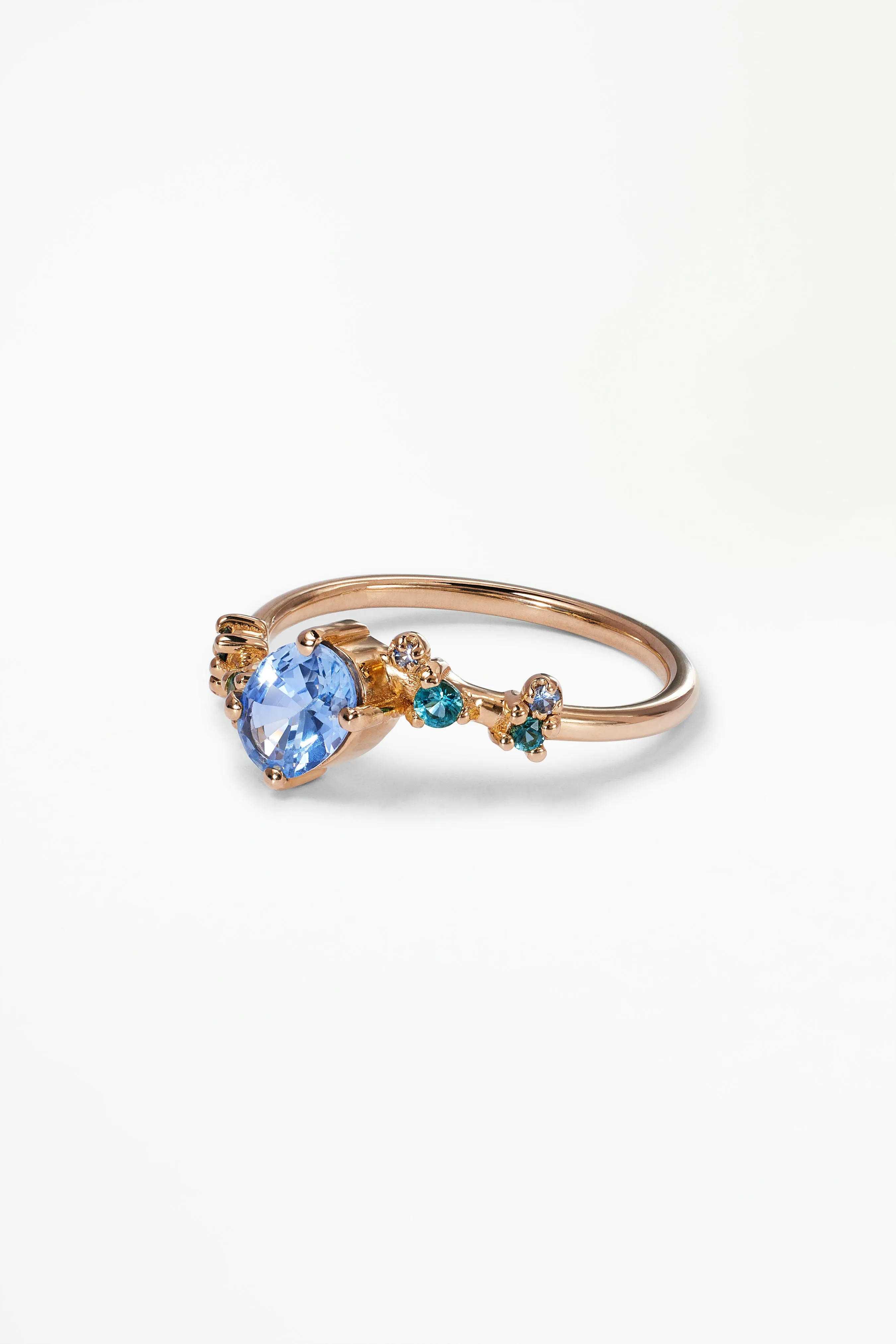 One of a Kind Oval Cut Blue Sapphire and Tourmaline Organic Crossover Ring sold by WWAKE product image thumbnail 3