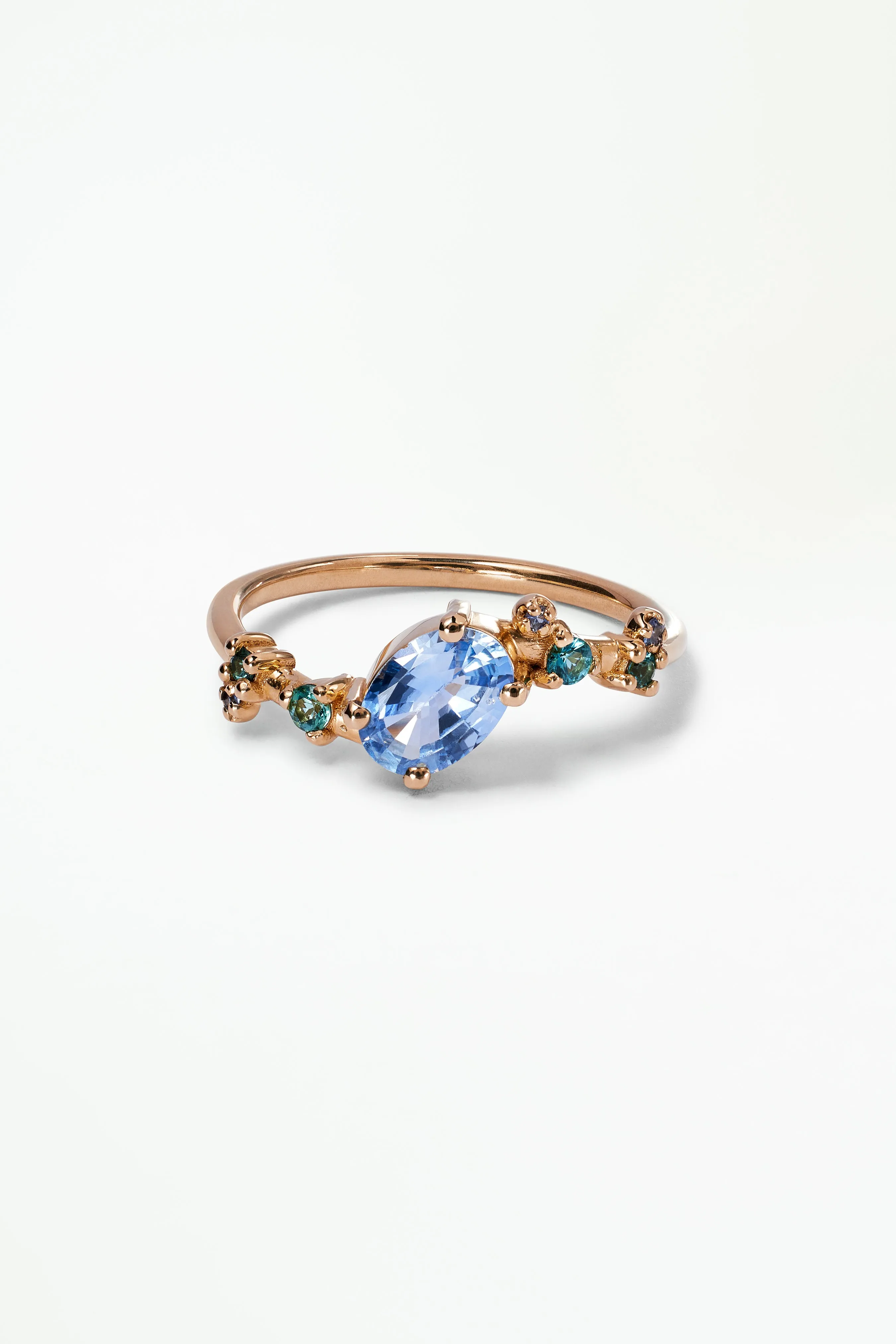 One of a Kind Oval Cut Blue Sapphire and Tourmaline Organic Crossover Ring sold by WWAKE