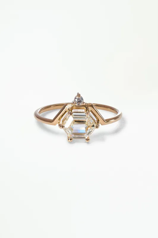 One of a Kind Hexagon Cut Diamond Nestled Ring No. 20 made by WWAKE