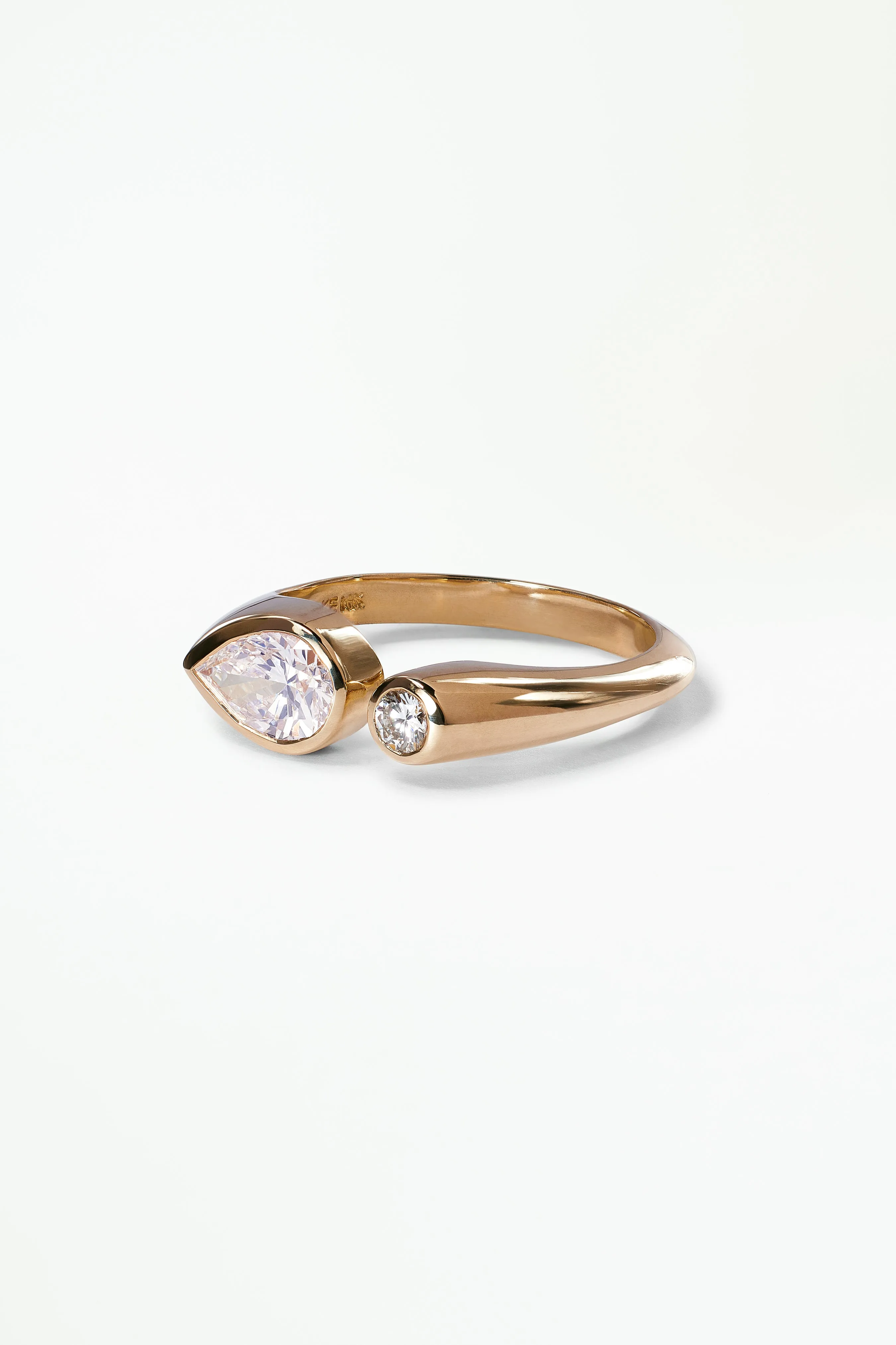 One of a Kind Pear Brilliant Cut Diamond Dyad Signet Ring No. 13 sold by WWAKE product image thumbnail 3
