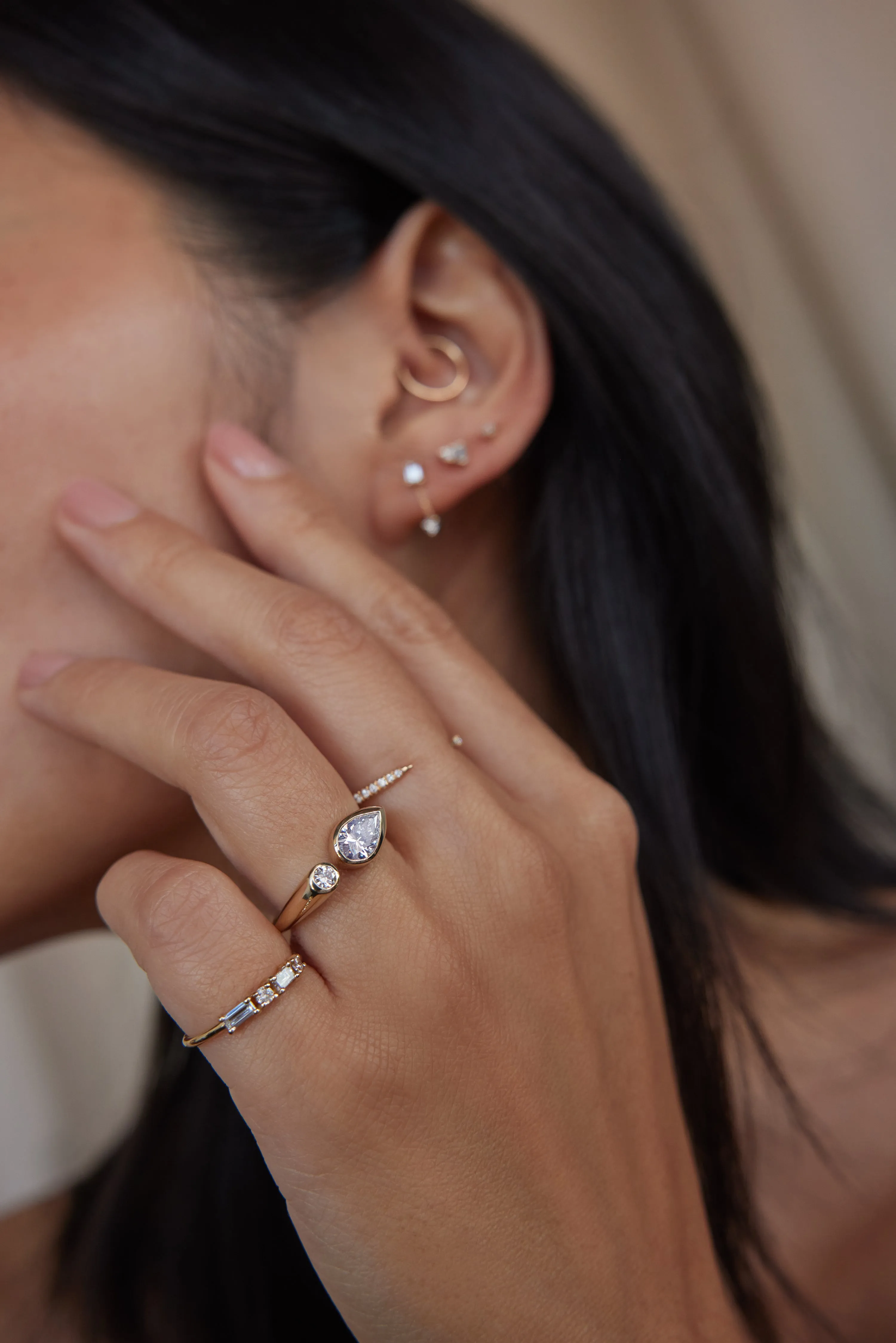 One of a Kind Pear Brilliant Cut Diamond Dyad Signet Ring No. 13 sold by WWAKE product image thumbnail 4