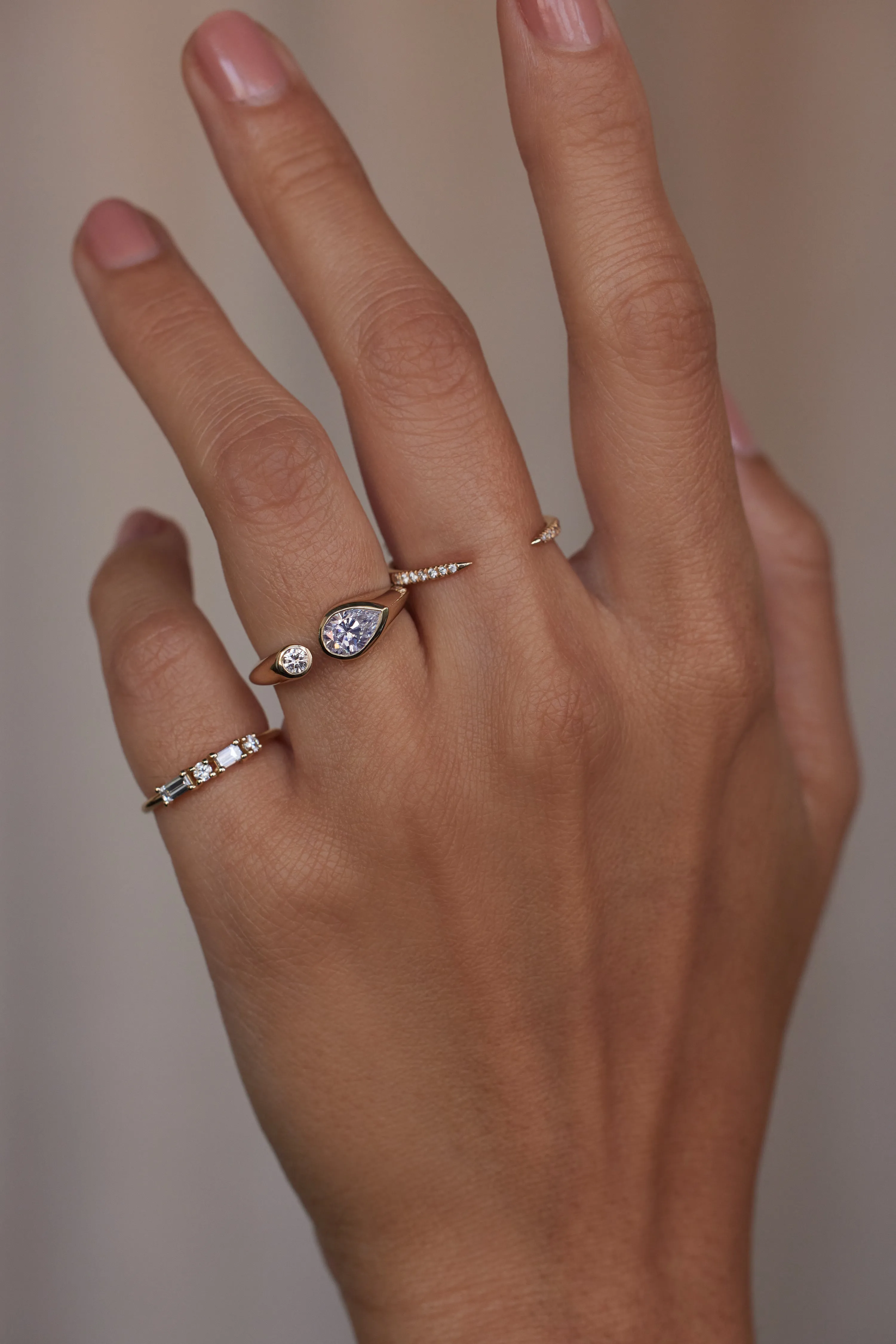 One of a Kind Pear Brilliant Cut Diamond Dyad Signet Ring No. 13 sold by WWAKE product image thumbnail 2