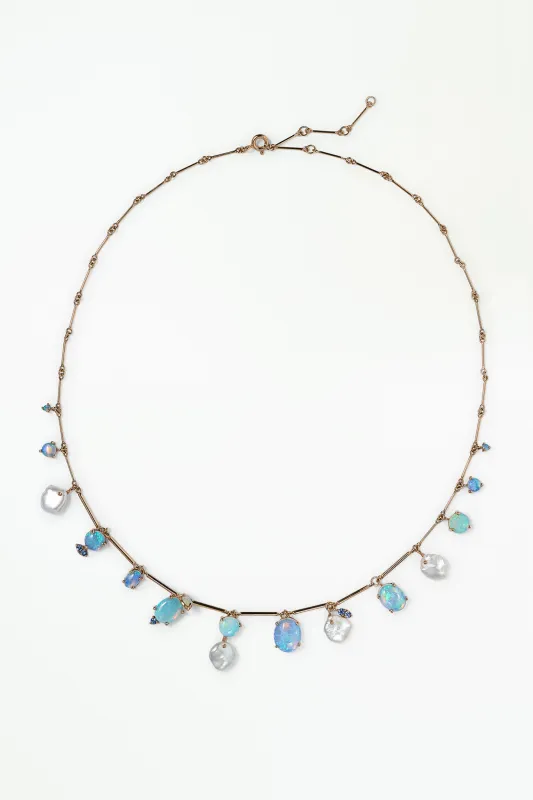 One of a Kind Opal and Pearl Token Necklace No. 3 made by WWAKE