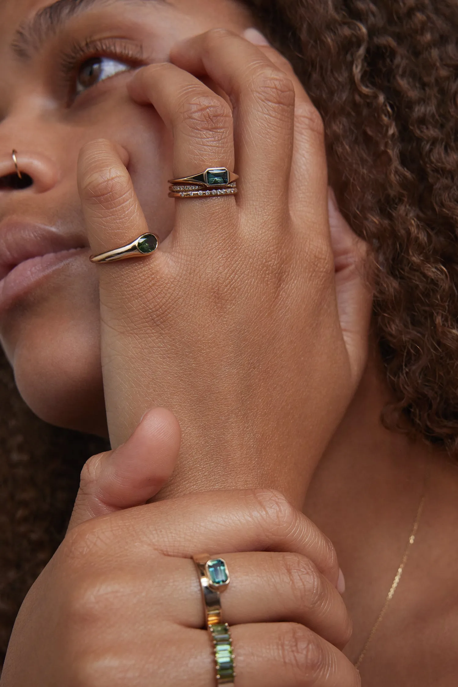 One of a Kind Radiant Cut Teal Sapphire Signet Ring No. 60 sold by WWAKE product image thumbnail 4