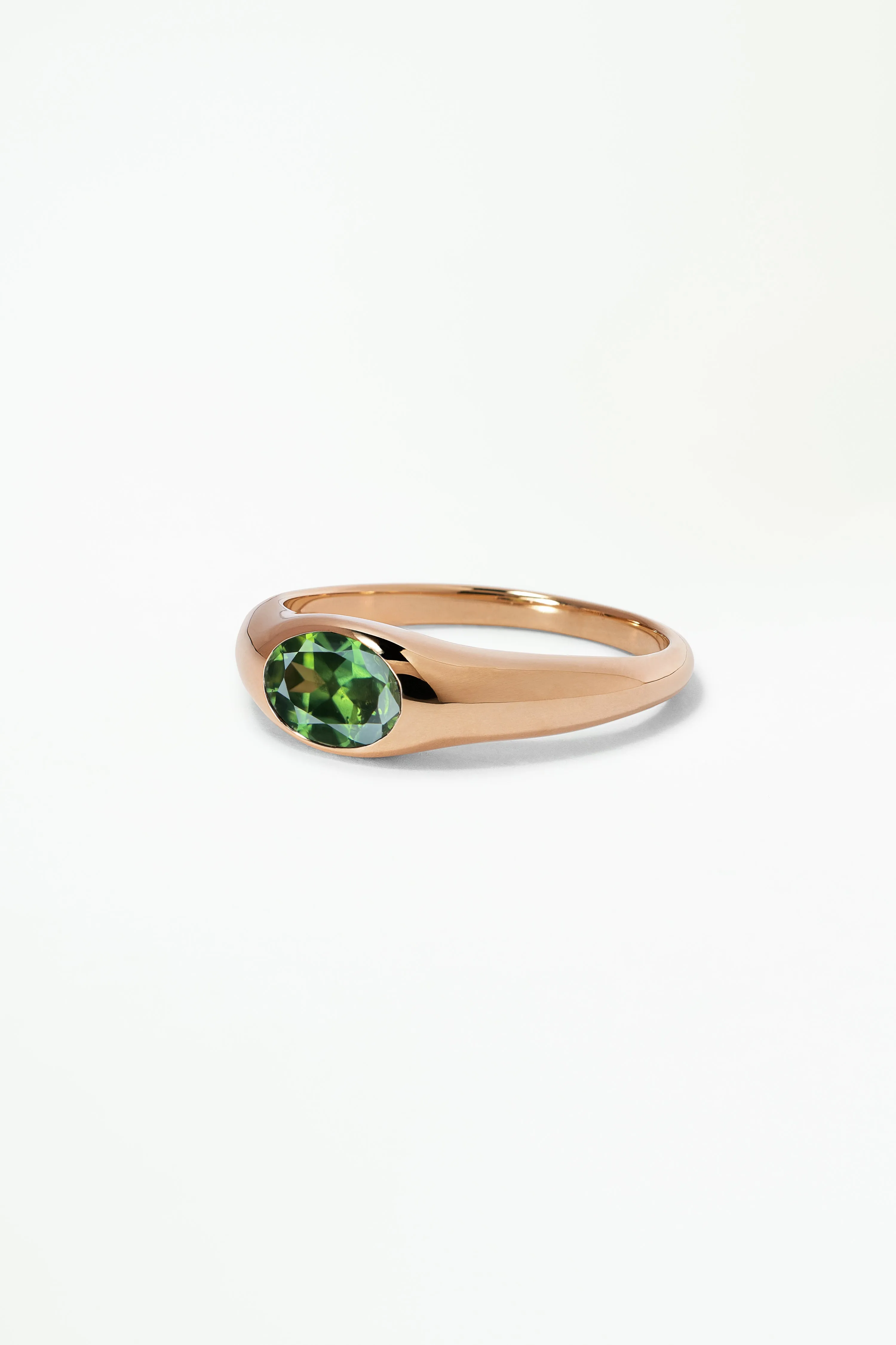 One of a Kind Oval Brilliant Cut Bi-Color Green Yellow Sapphire Signet Ring No. 53 sold by WWAKE product image thumbnail 3