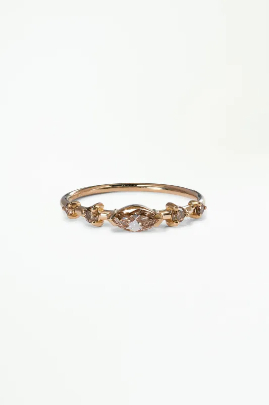 One of a Kind Marquise Cut Champagne Diamond Vista Ring made by WWAKE