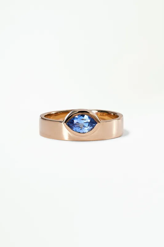 One of a Kind Marquise Cut Blue Sapphire Monolith Ring No. 13 made by WWAKE