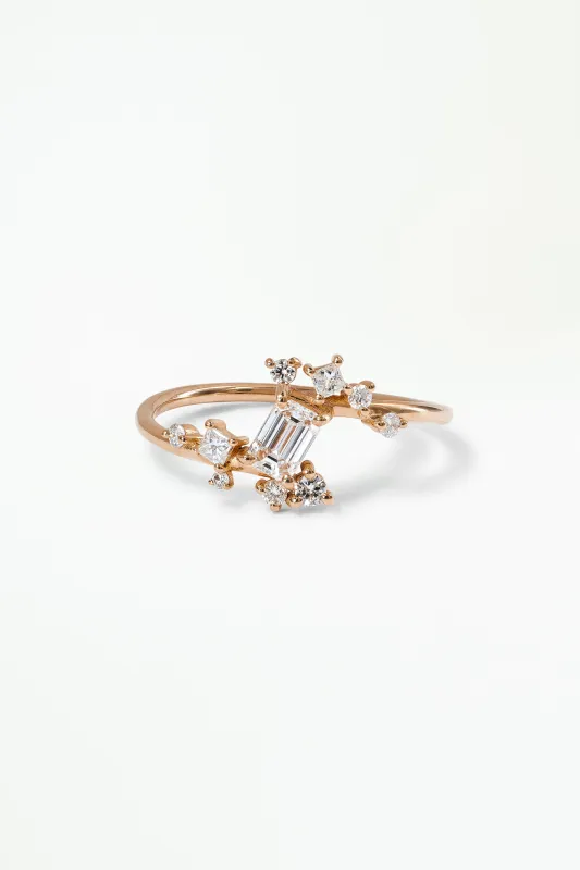 Limited Edition Emerald Cut Diamond Celestial Ring No. 3 made by WWAKE