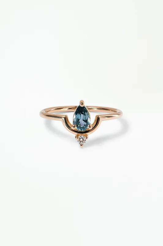 One of a Kind Pear Cut Sapphire and Diamond Nestled Ring No. 15 made by WWAKE