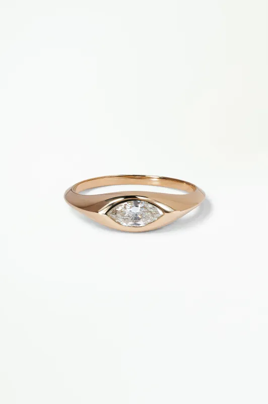 One of a Kind Marquise Cut Diamond Signet Ring No. 30 made by WWAKE