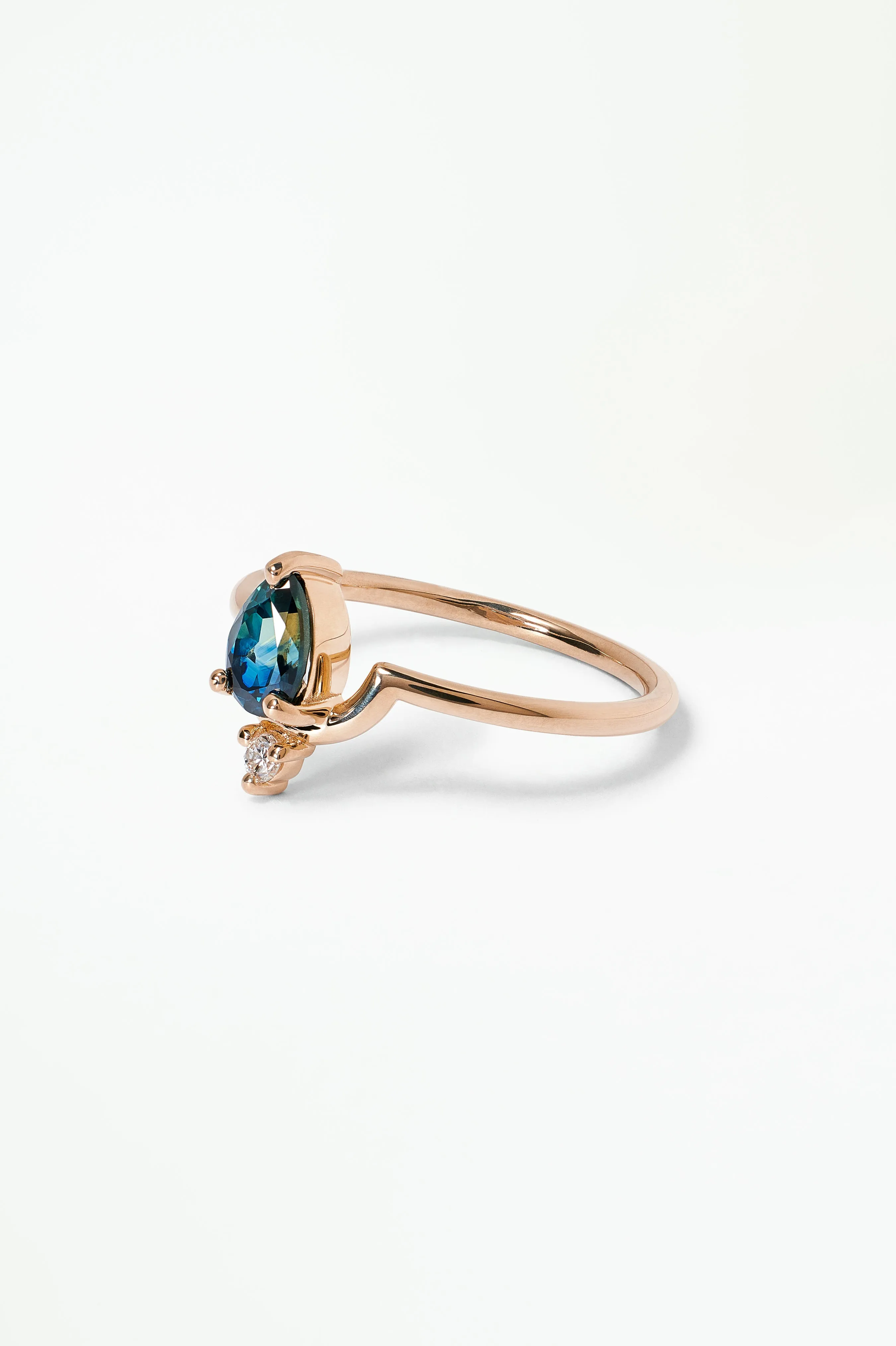 One of a Kind Pear Cut Sapphire and Diamond Nestled Ring No. 16 sold by WWAKE product image thumbnail 3
