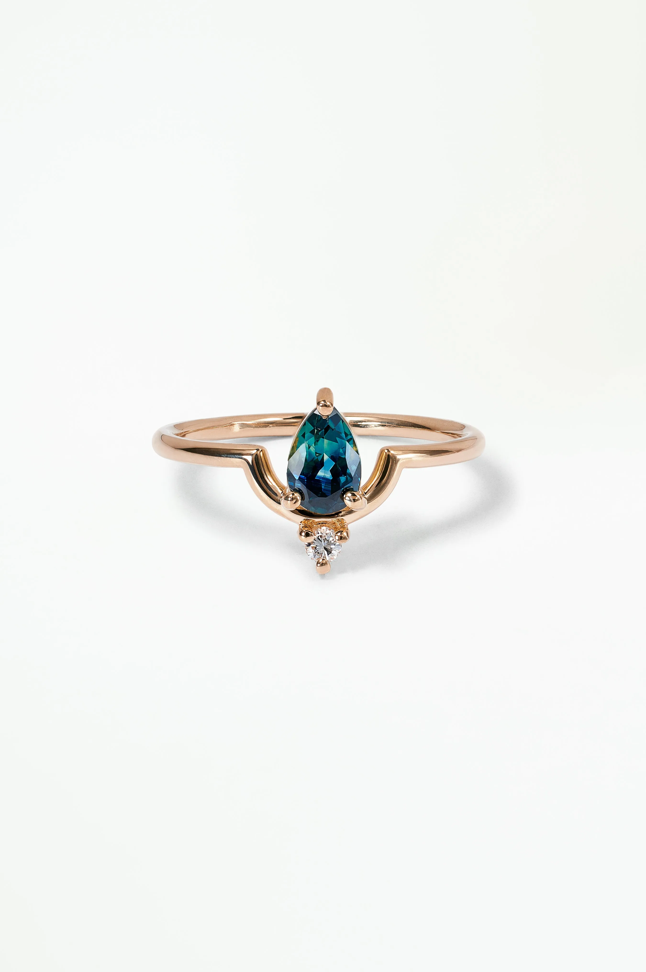 One of a Kind Pear Cut Sapphire and Diamond Nestled Ring No. 16 sold by WWAKE