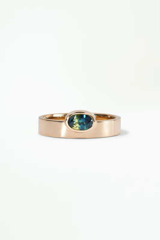 One of a Kind Oval Brilliant Cut Sapphire Monolith Ring No. 36 made by WWAKE
