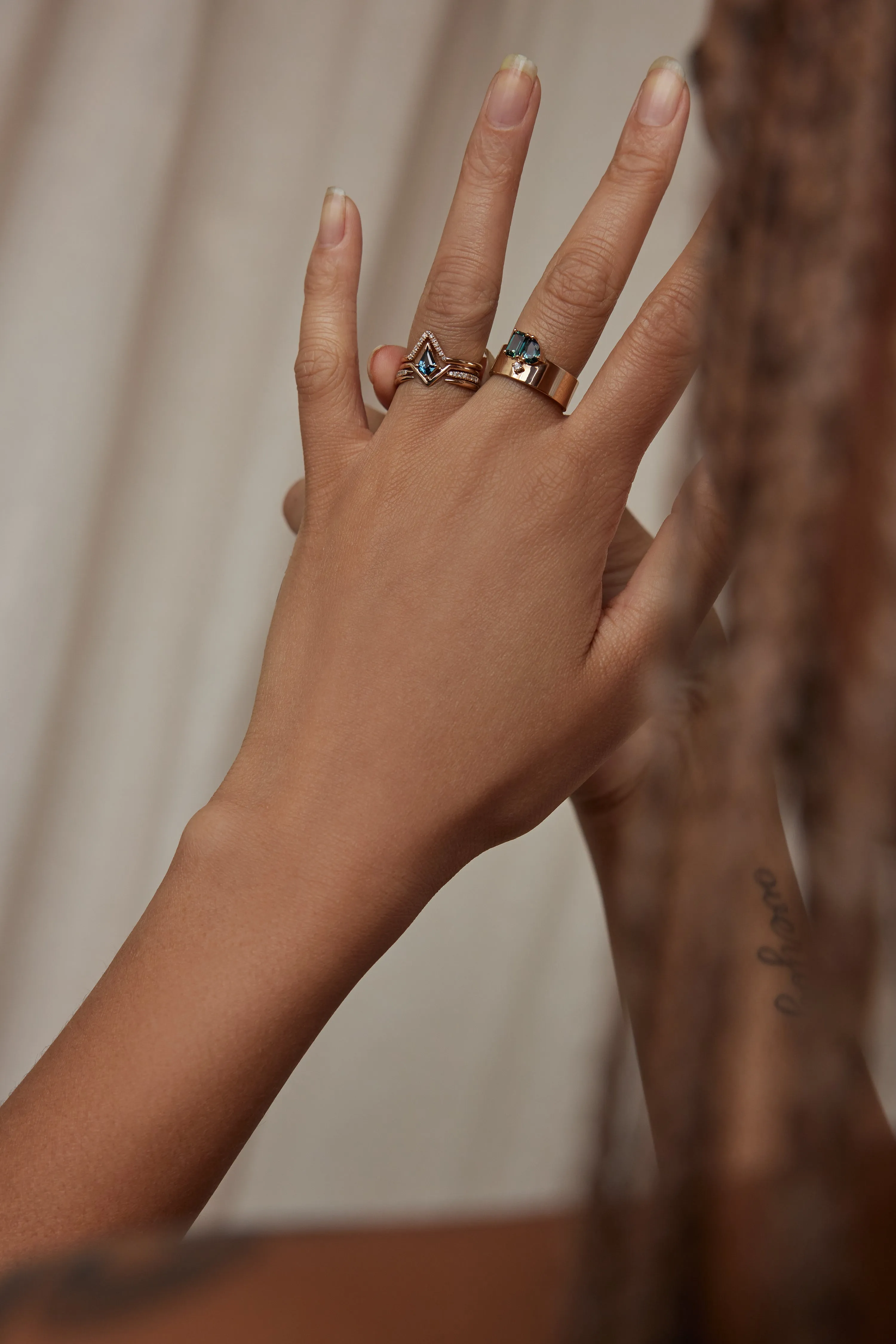 One of a Kind Kite Cut Green Sapphire Nestled Ring No. 13 sold by WWAKE product image thumbnail 4