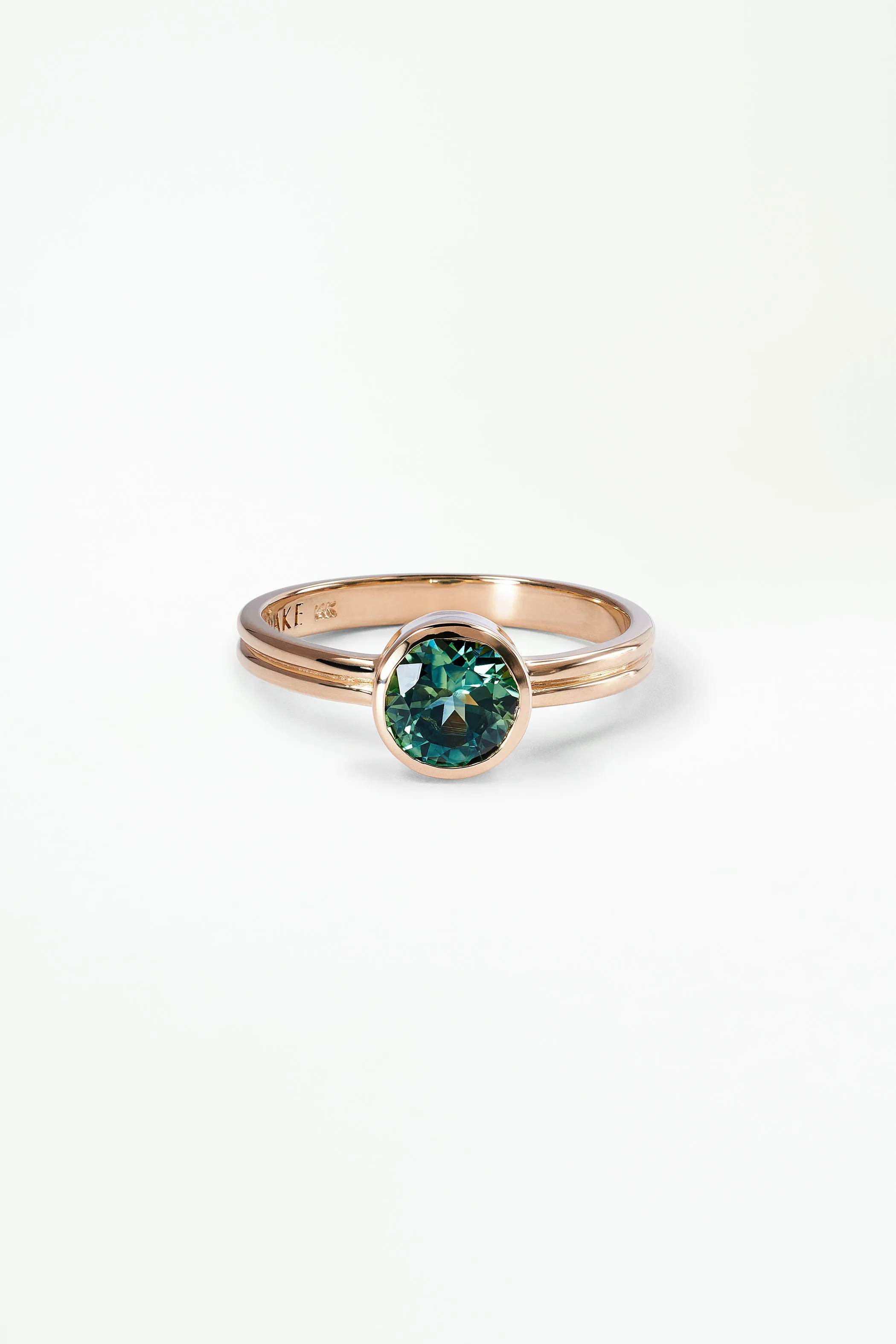 One of a Kind Round Brilliant Cut Bi-Color Sapphire Solitaire Ring No. 3 sold by WWAKE