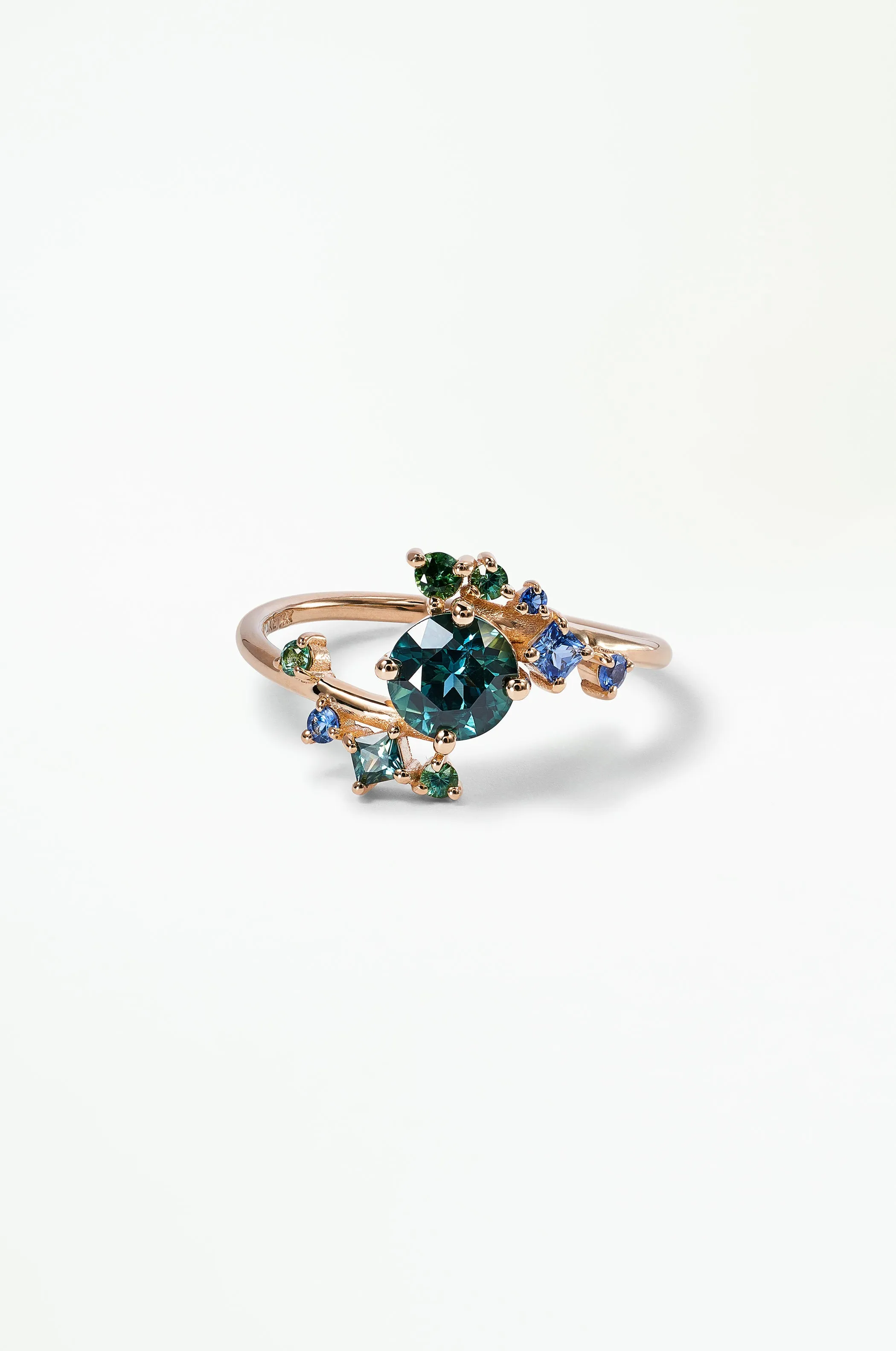 One of a Kind Round Brilliant Cut Gradient Sapphire Celestial Ring No. 1 sold by WWAKE