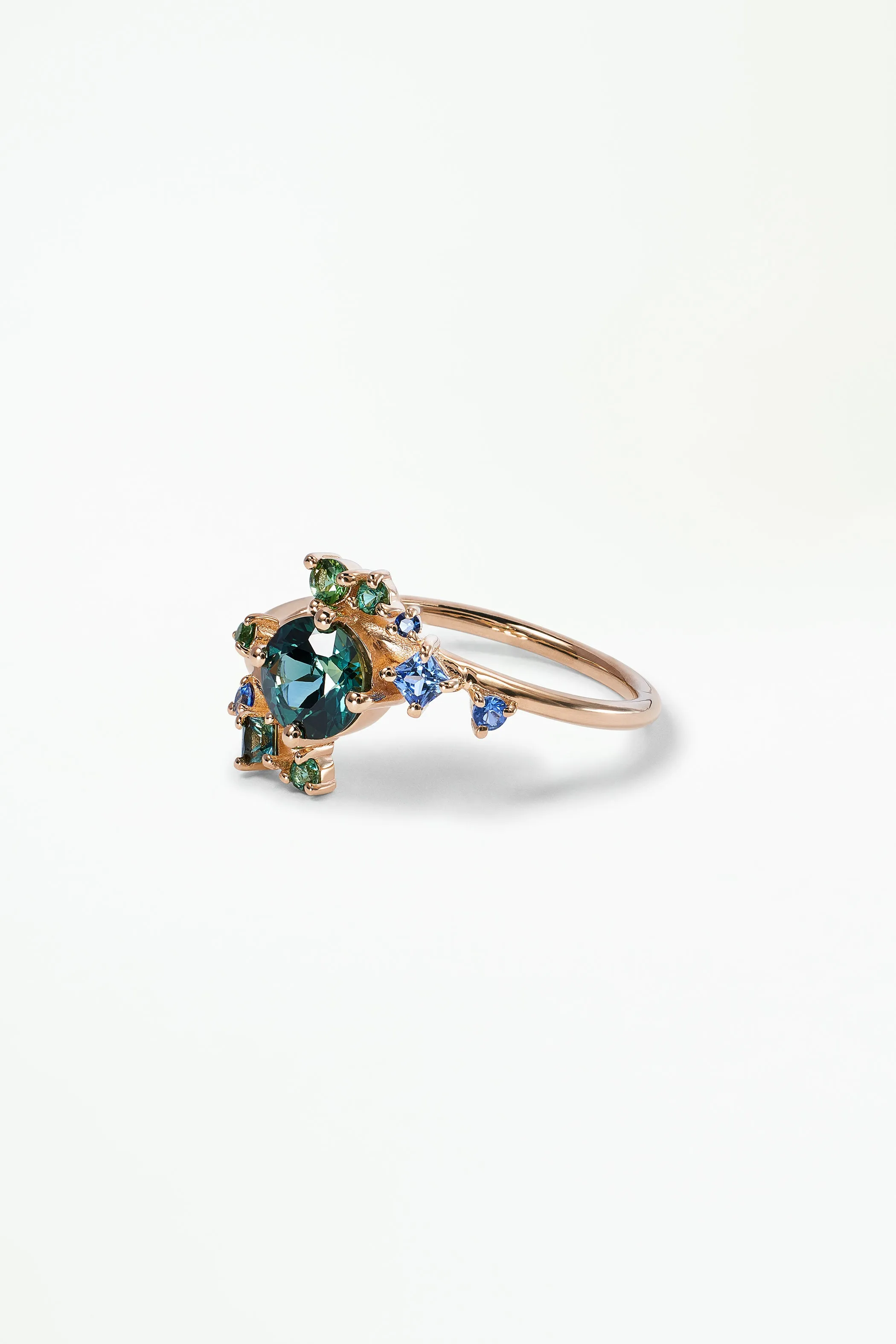 One of a Kind Round Brilliant Cut Gradient Sapphire Celestial Ring No. 1 sold by WWAKE product image thumbnail 3