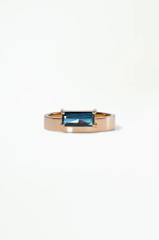 One of a Kind Radiant Cut Teal Sapphire Monolith Ring No. 27 made by WWAKE