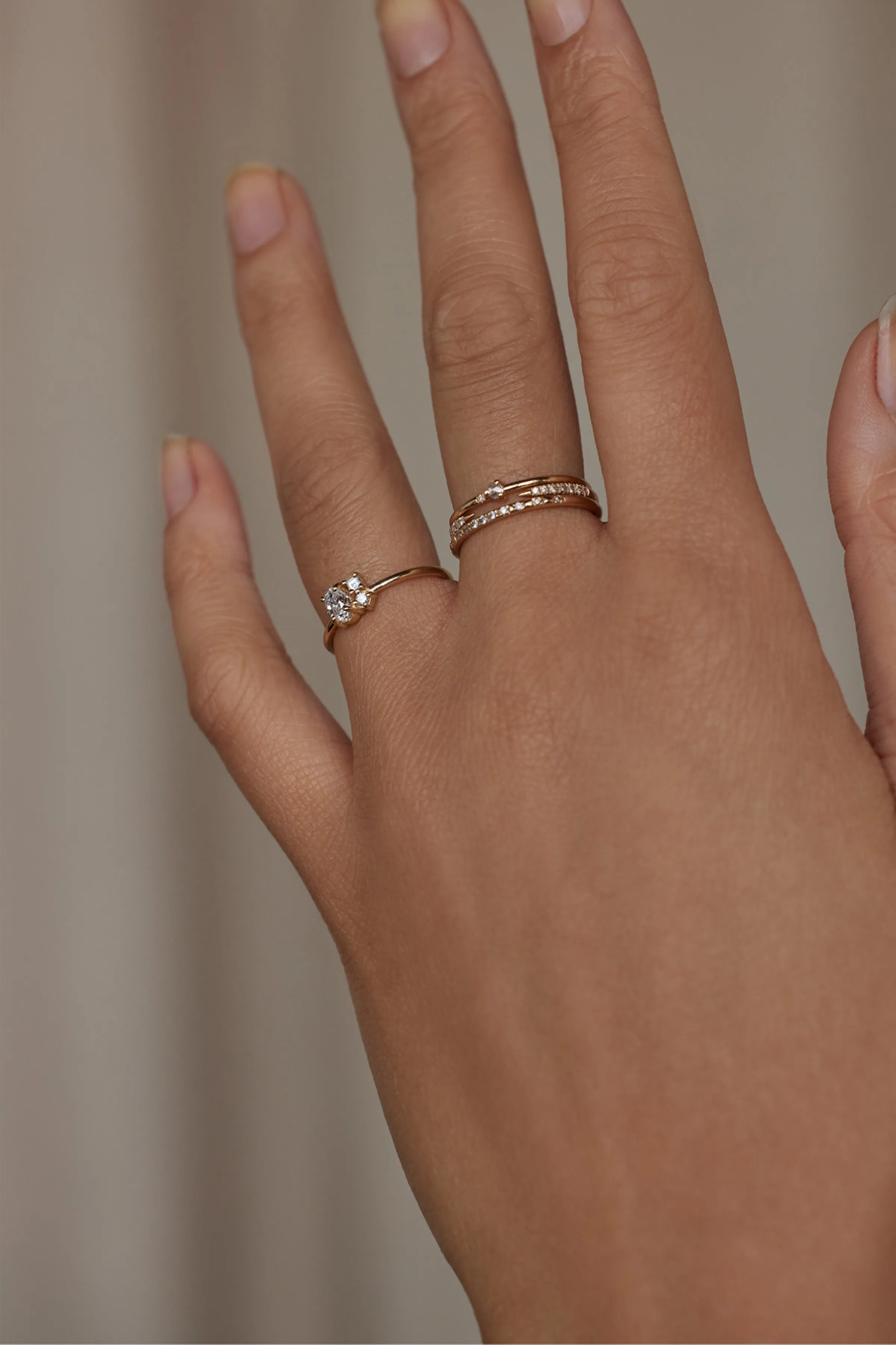 One of a Kind Oval Brilliant Cut and Carré Cut Diamond Mosaic Ring No. 34 sold by WWAKE product image thumbnail 2