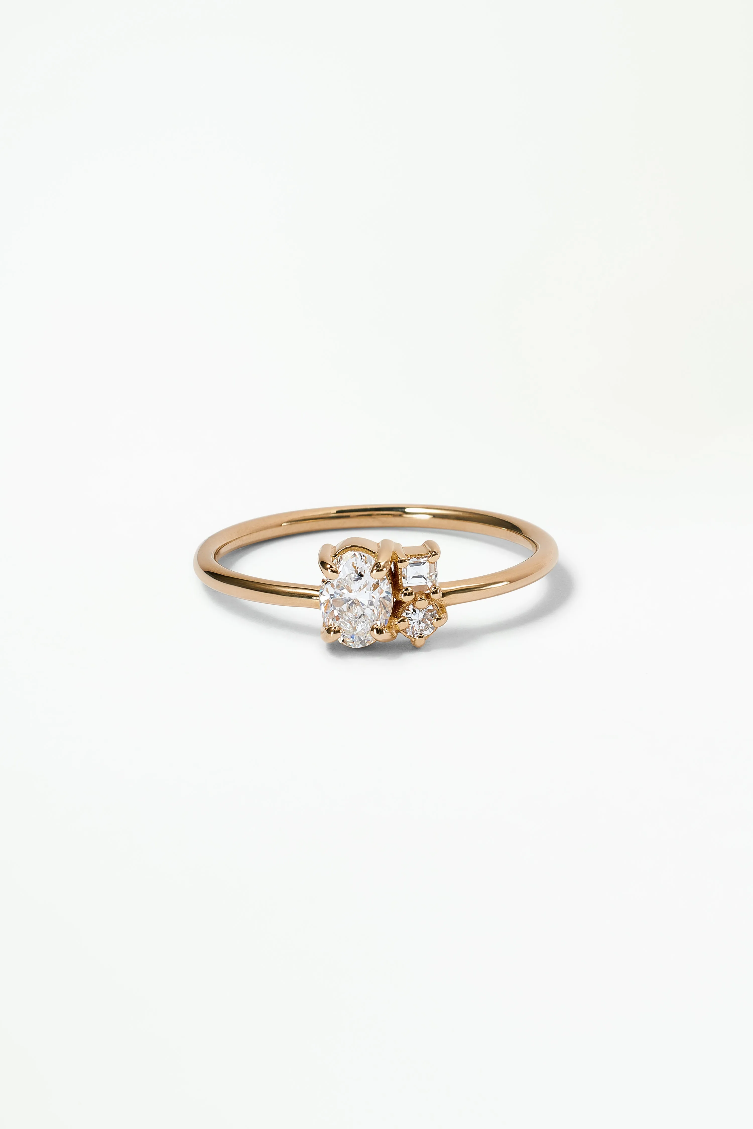 One of a Kind Oval Brilliant Cut and Carré Cut Diamond Mosaic Ring No. 34 sold by WWAKE