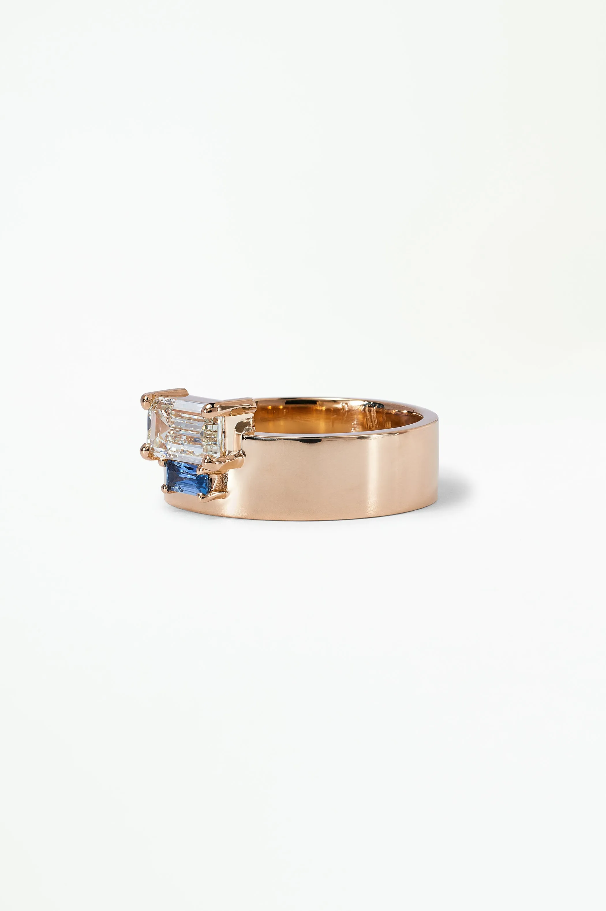 One of a Kind Emerald Cut Diamond and Sapphire Bricolage Ring No. 23 sold by WWAKE product image thumbnail 3