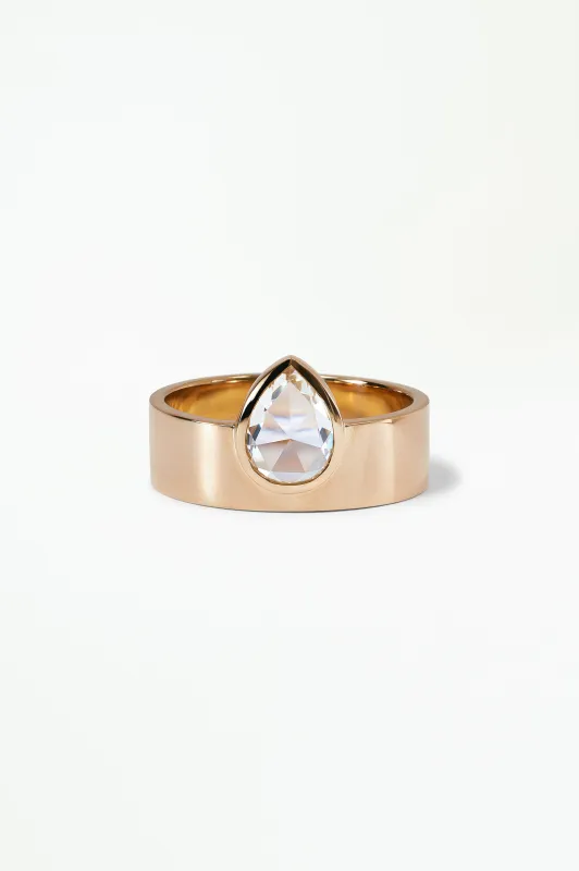 One of a Kind Pear Rose Cut Diamond Monolith Ring No. 35 made by WWAKE