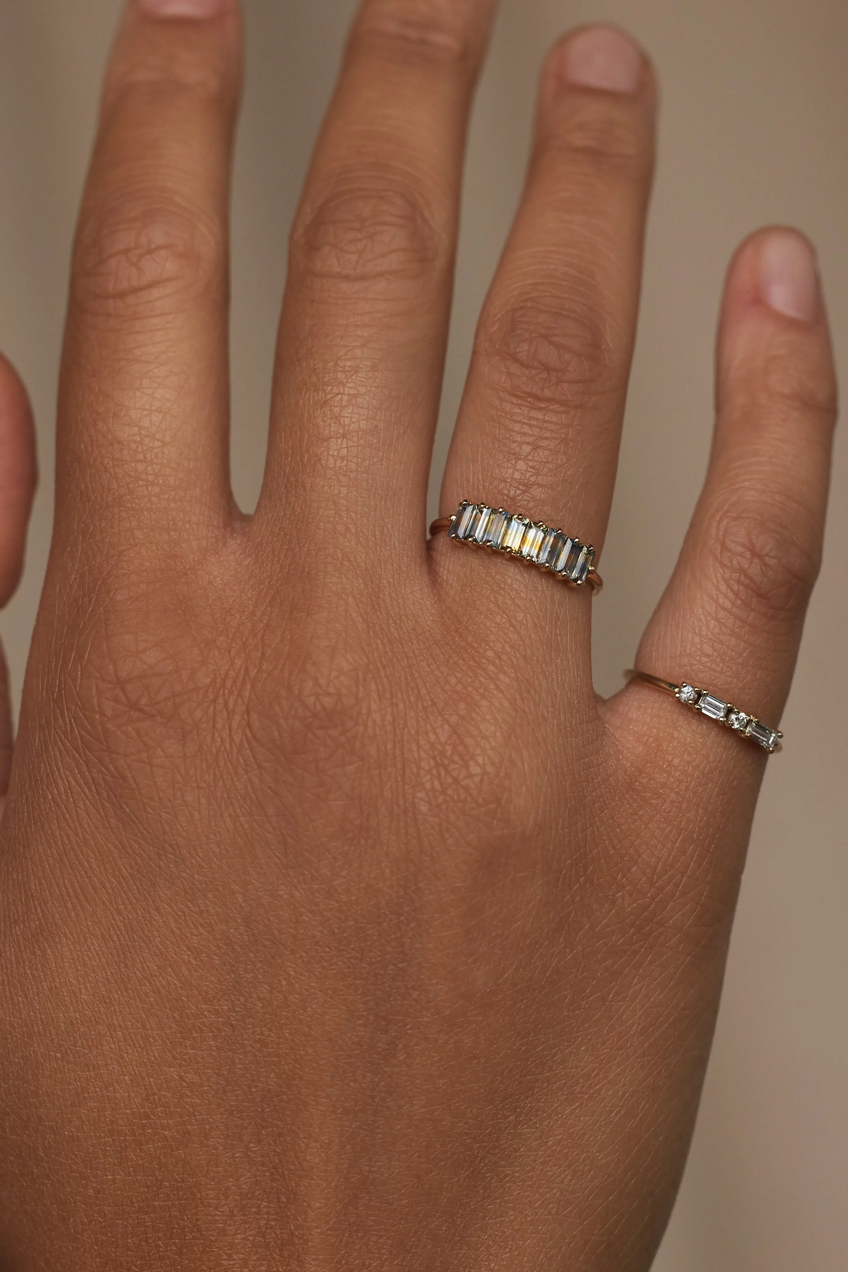 One of a Kind Baguette Cut Sapphire Mosaic Ring No. 44 sold by WWAKE product image thumbnail 2