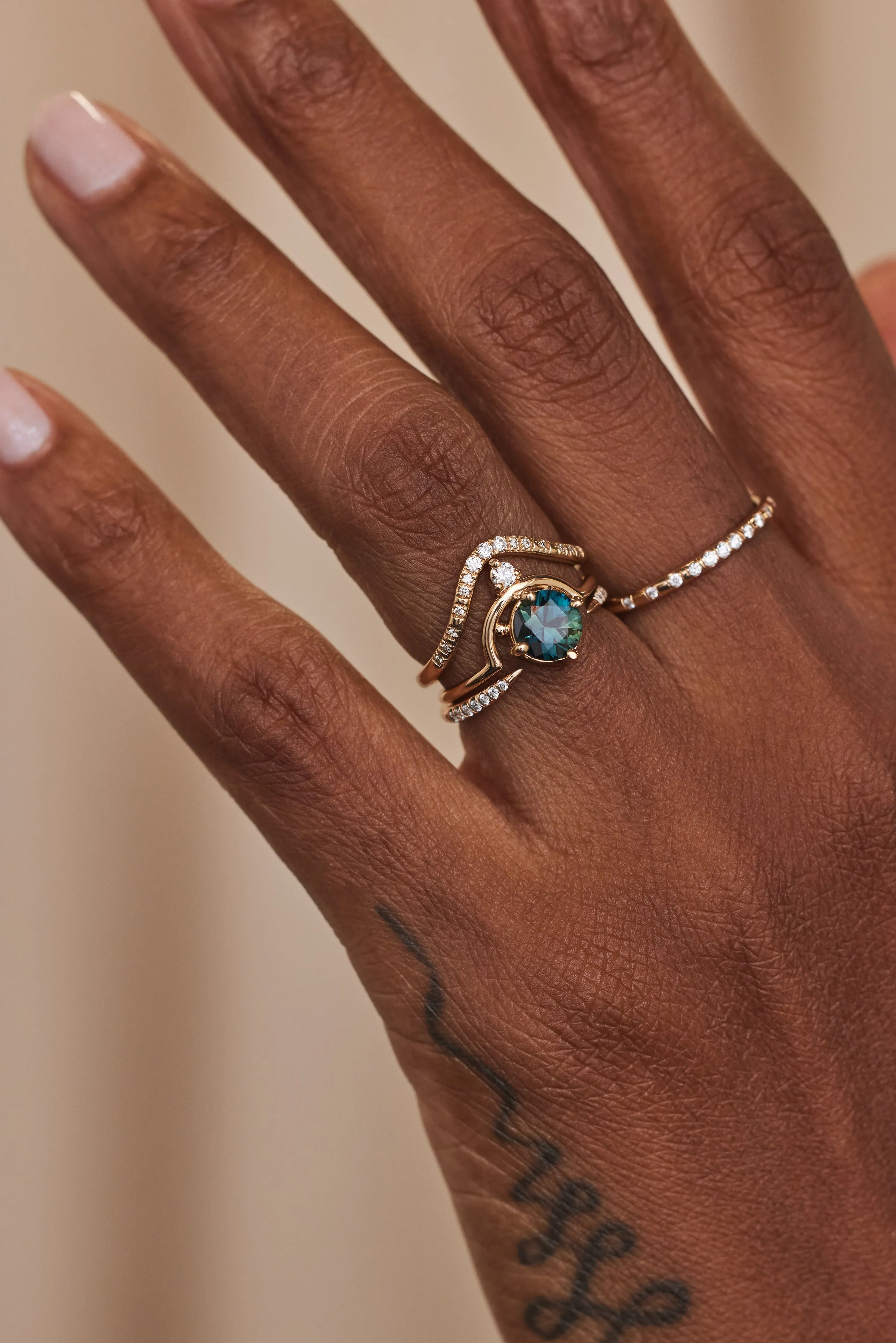 One of a Kind Brilliant Cut Sapphire Nestled Ring No. 4 sold by WWAKE product image thumbnail 2